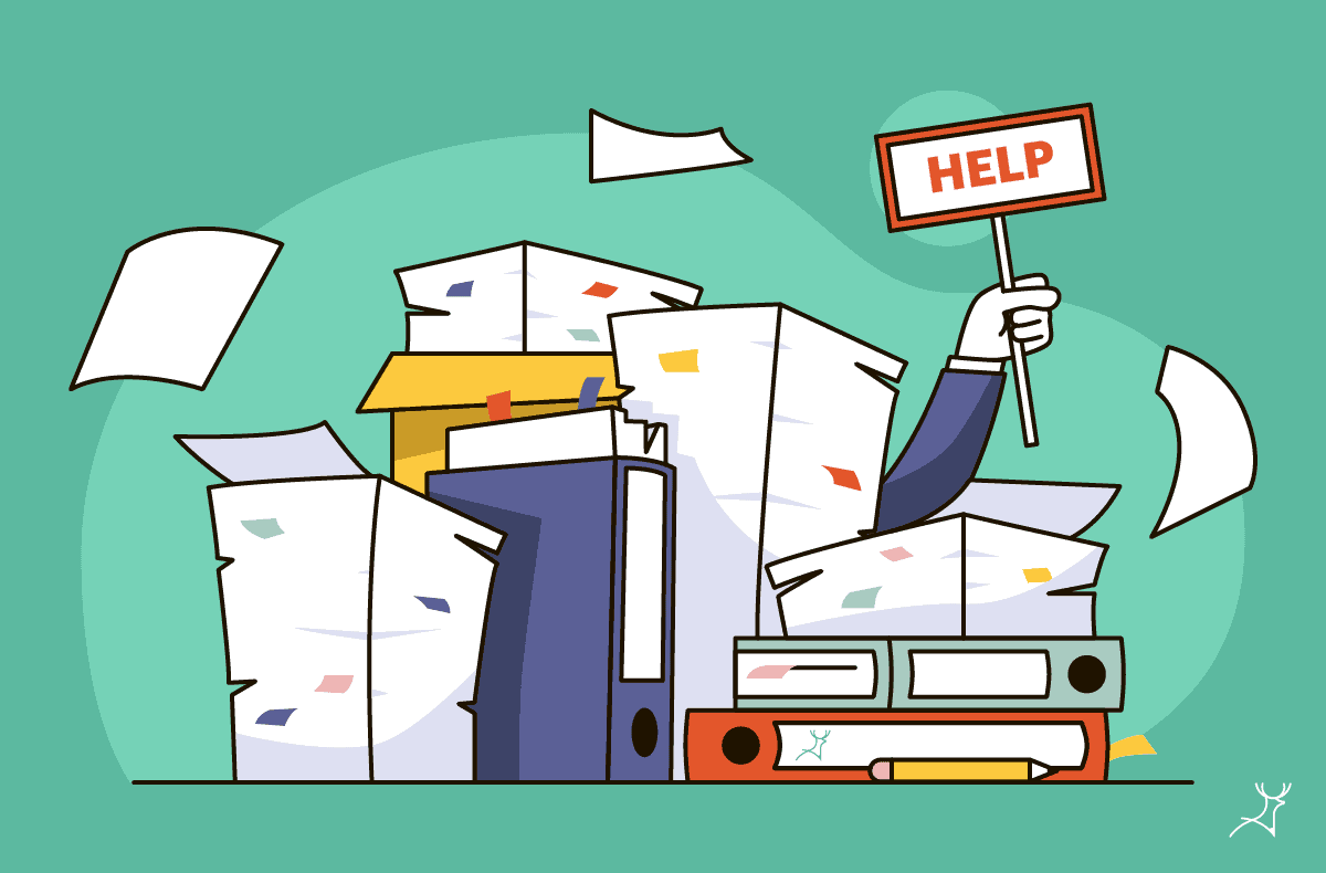 drowning in work cartoon