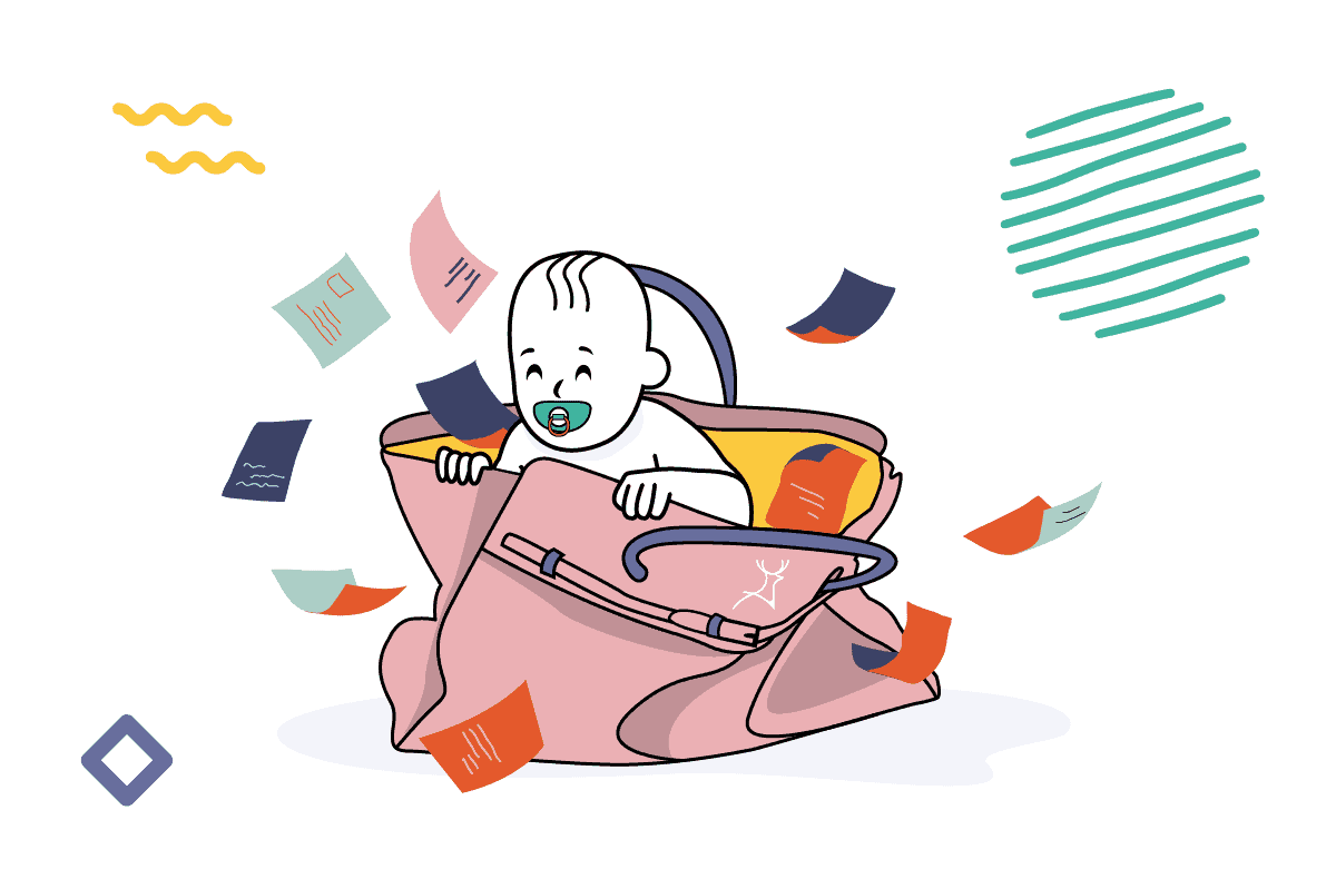 baby in bag cartoon