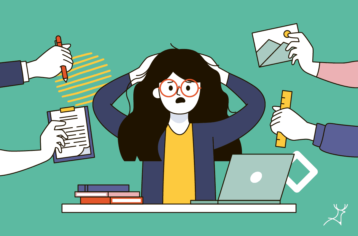 stressed client cartoon