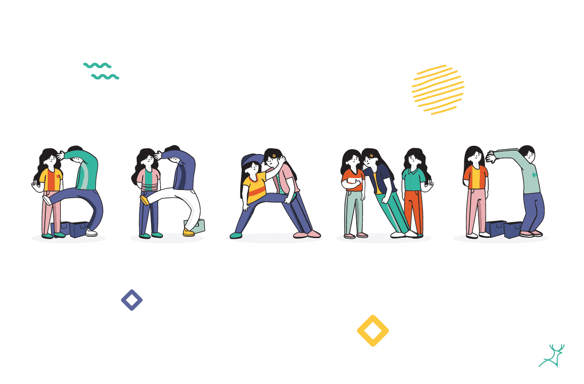 human letters branding cartoon
