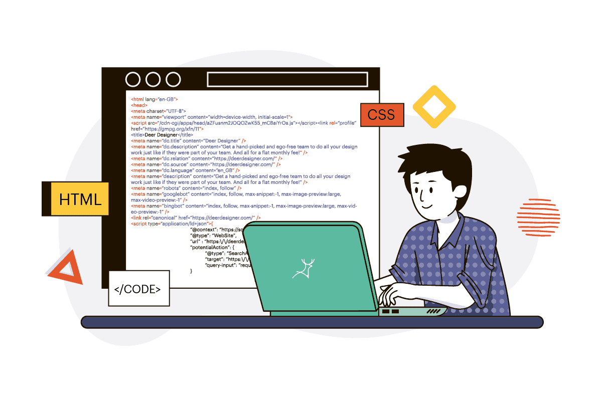 person coding cartoon illustration