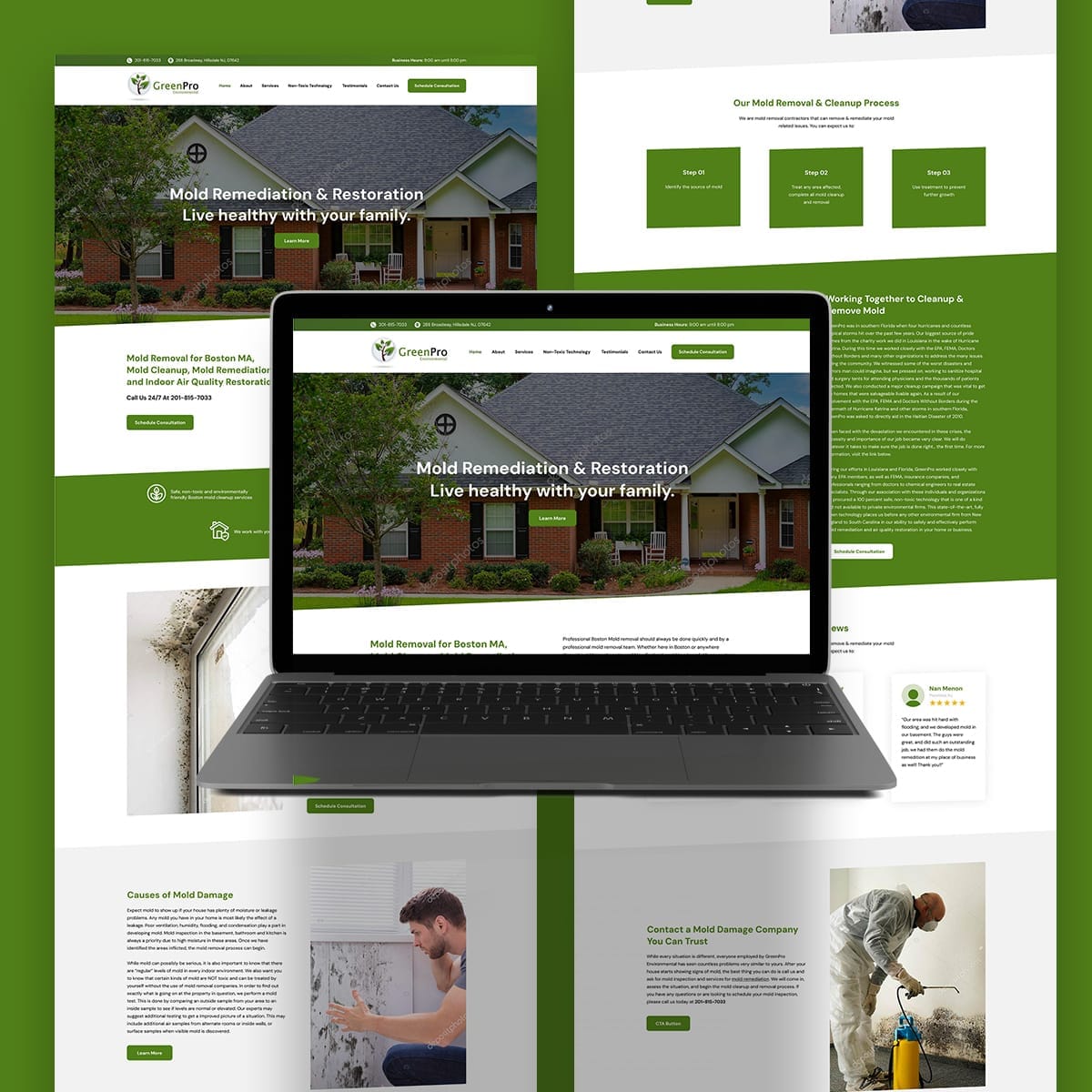 #32015 green pro website design mockup