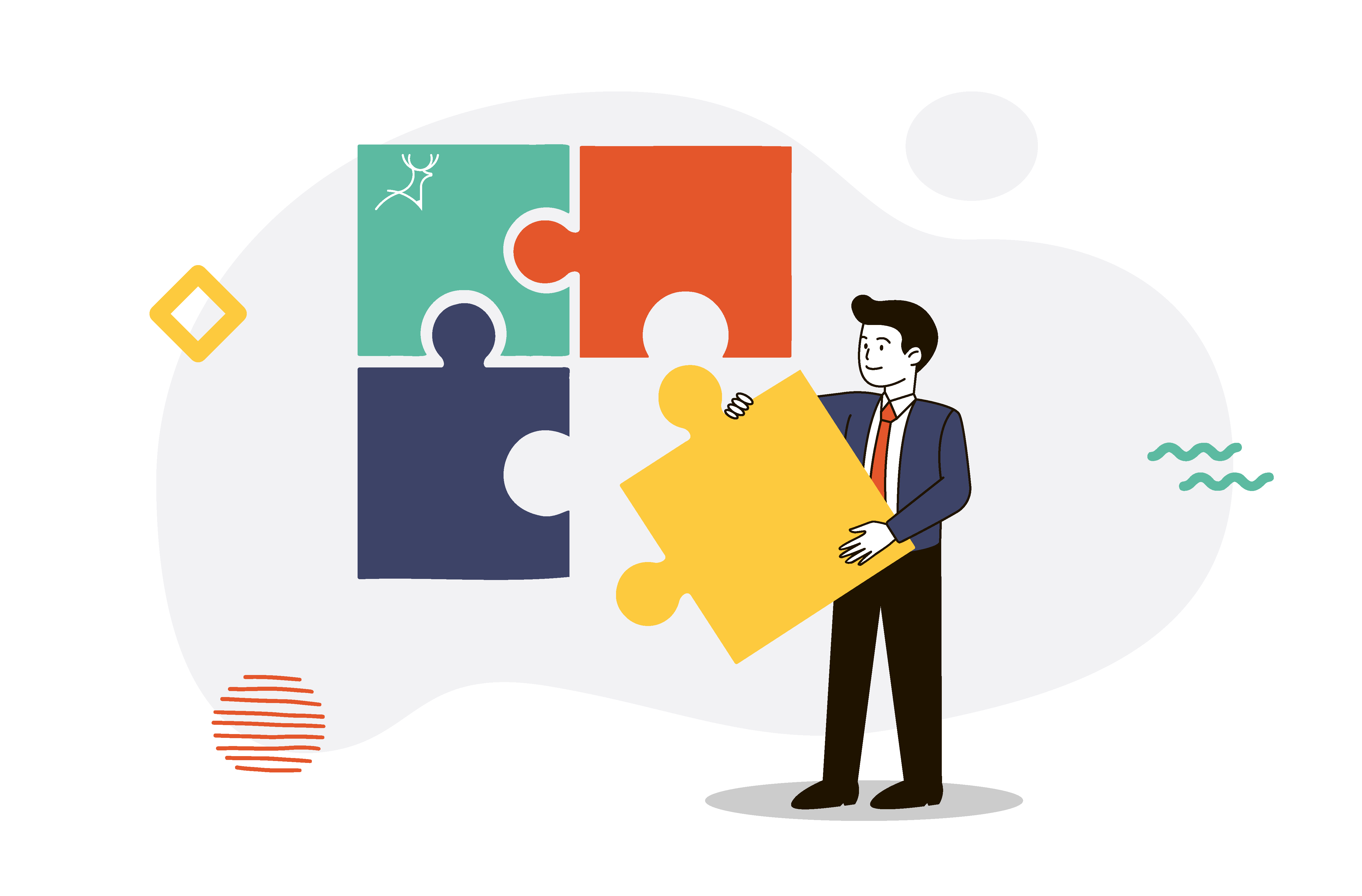 Business owner solving a puzzle