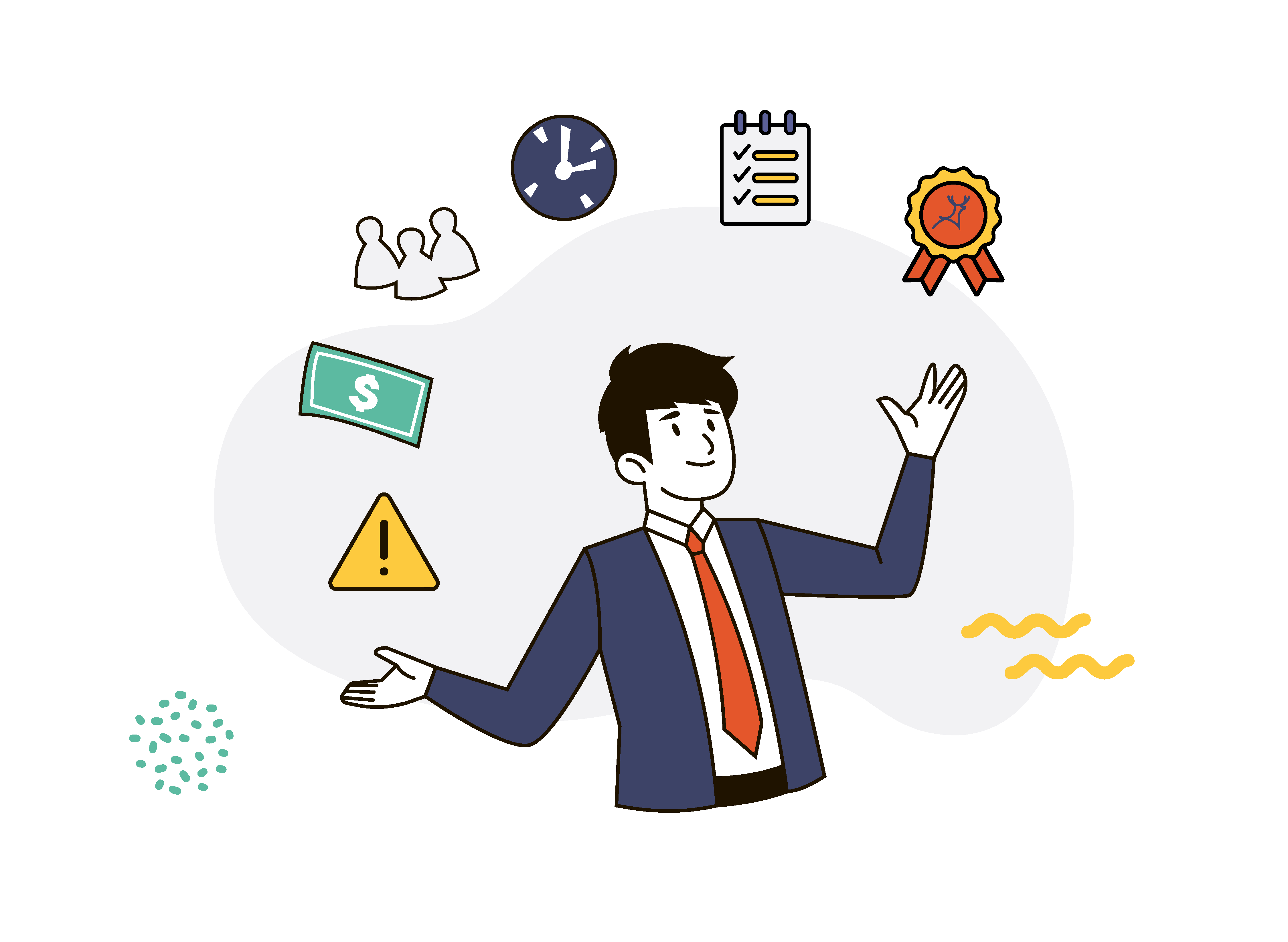Business man business owner juggling tasks