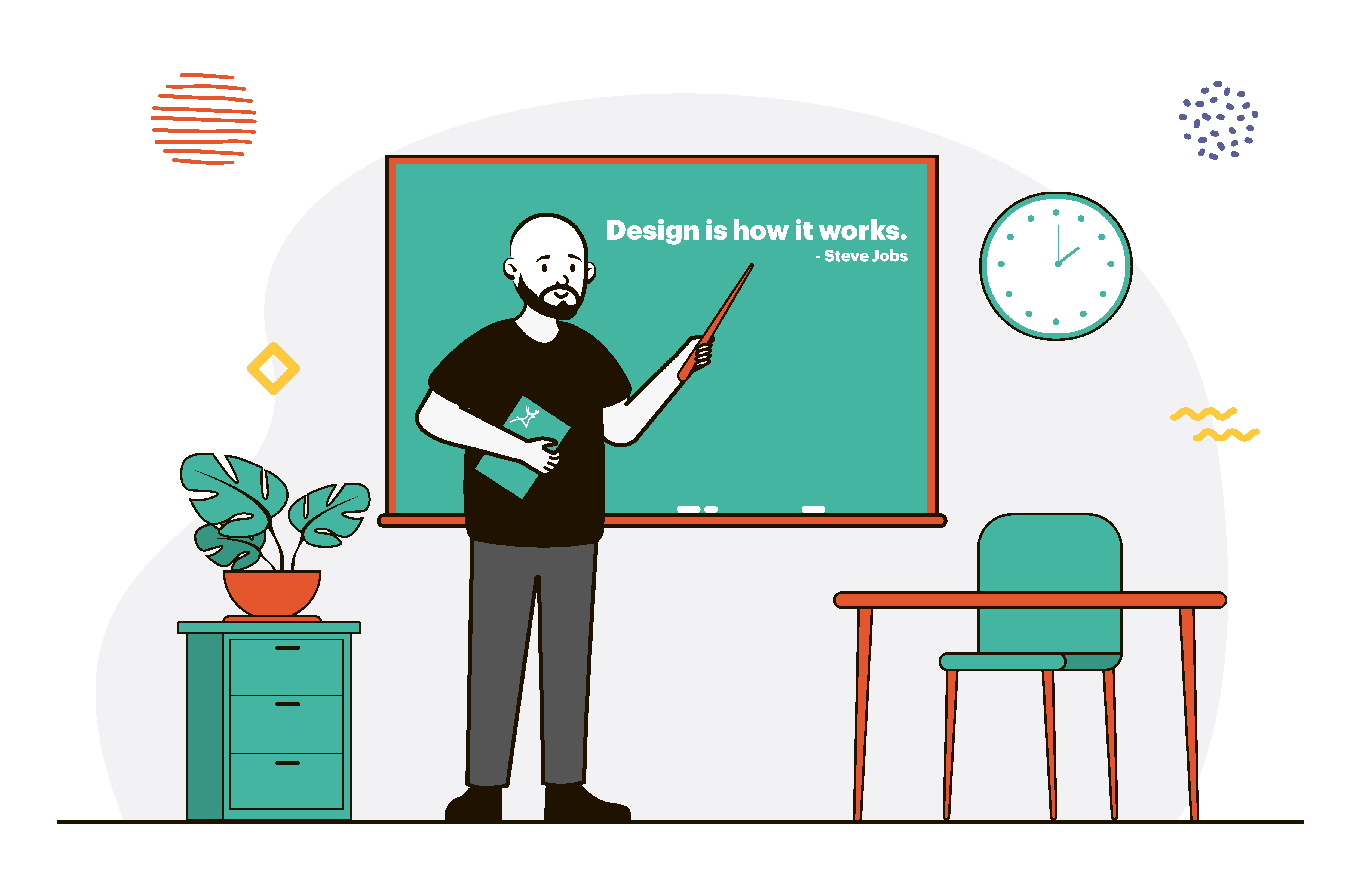Custom illustrations - Thiago teaching design quote