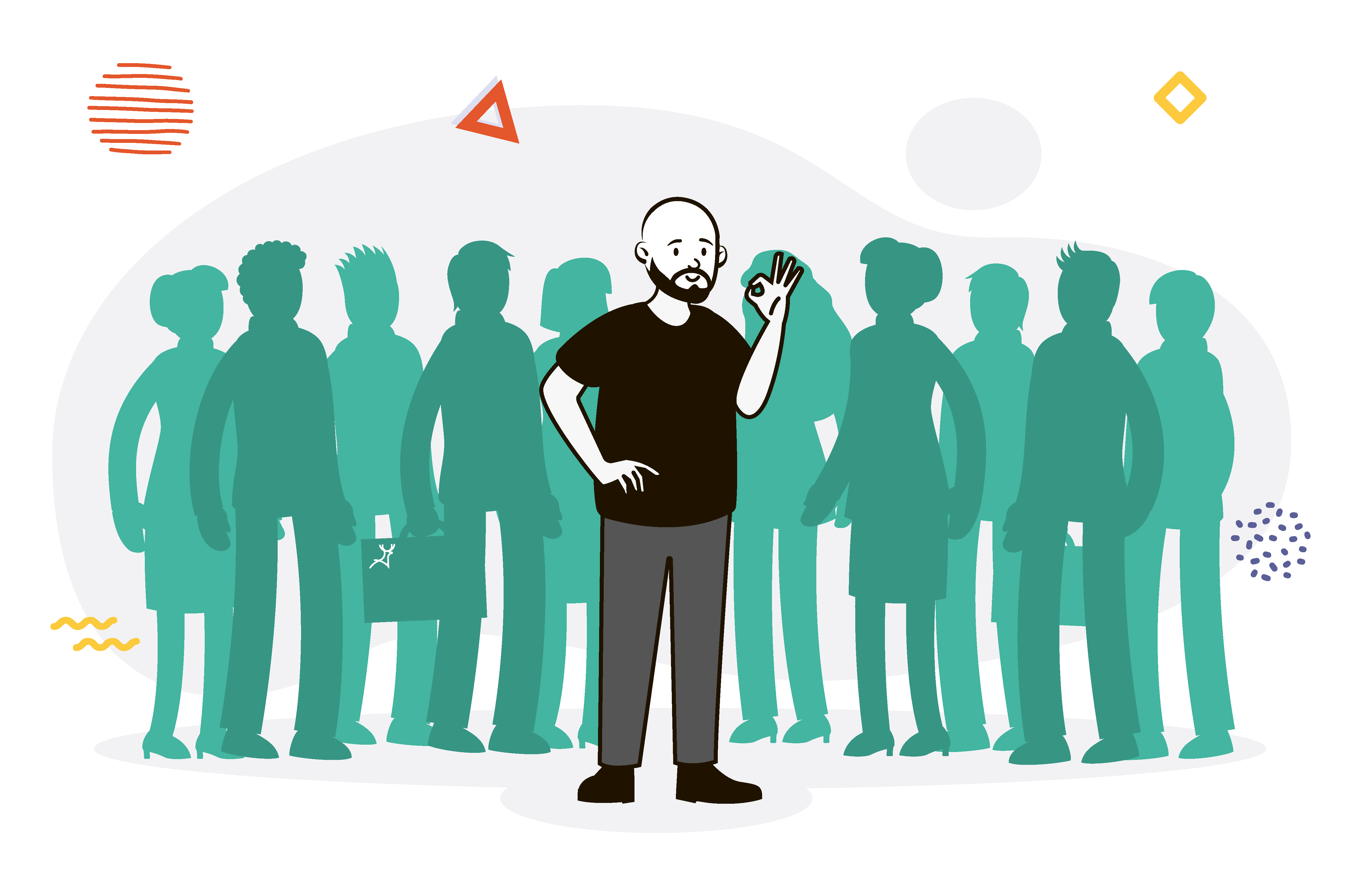 Custom illustrations - Thiago with crowd in background