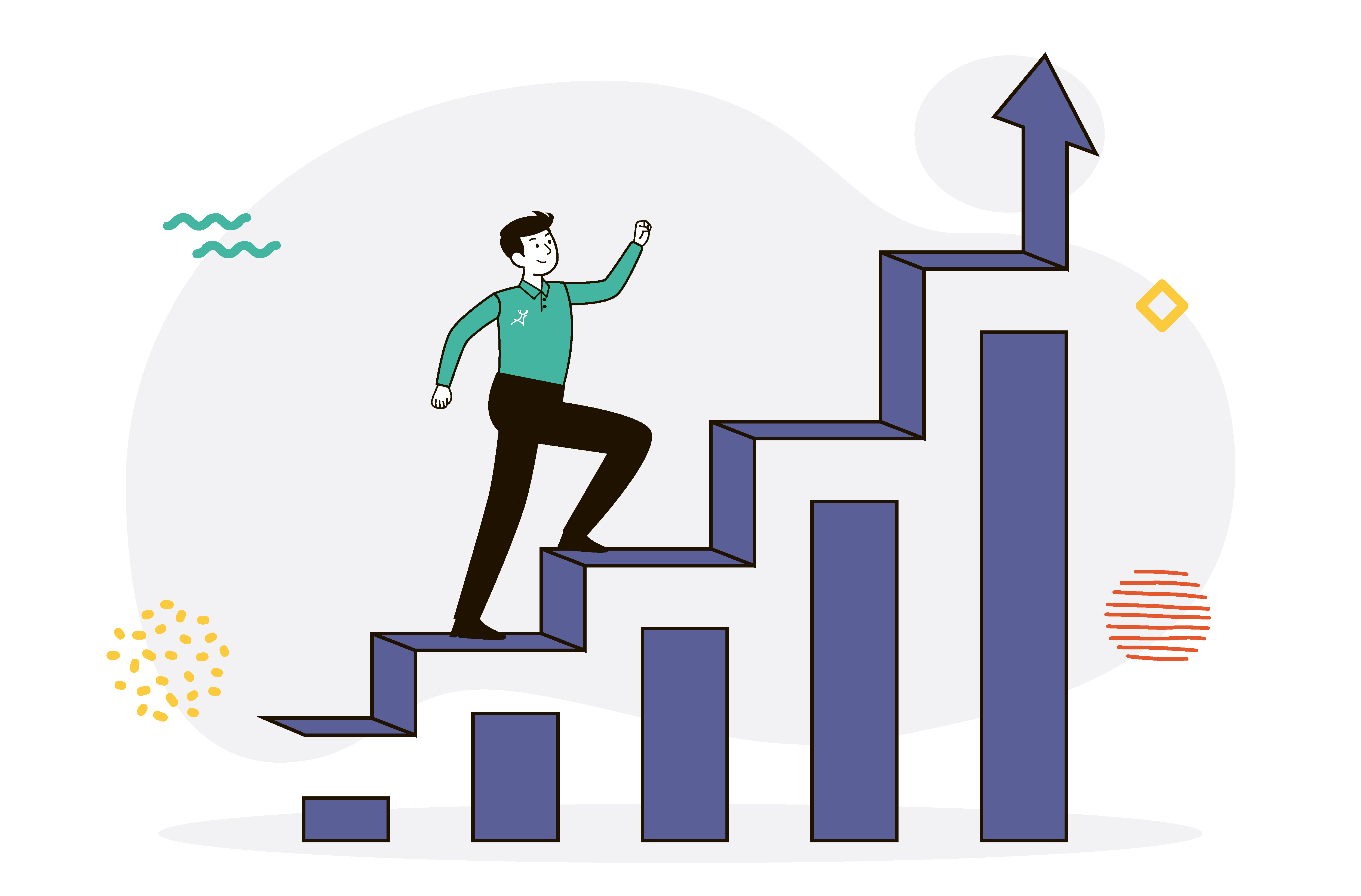 Entrepreneur businessman climbing ladder business chart