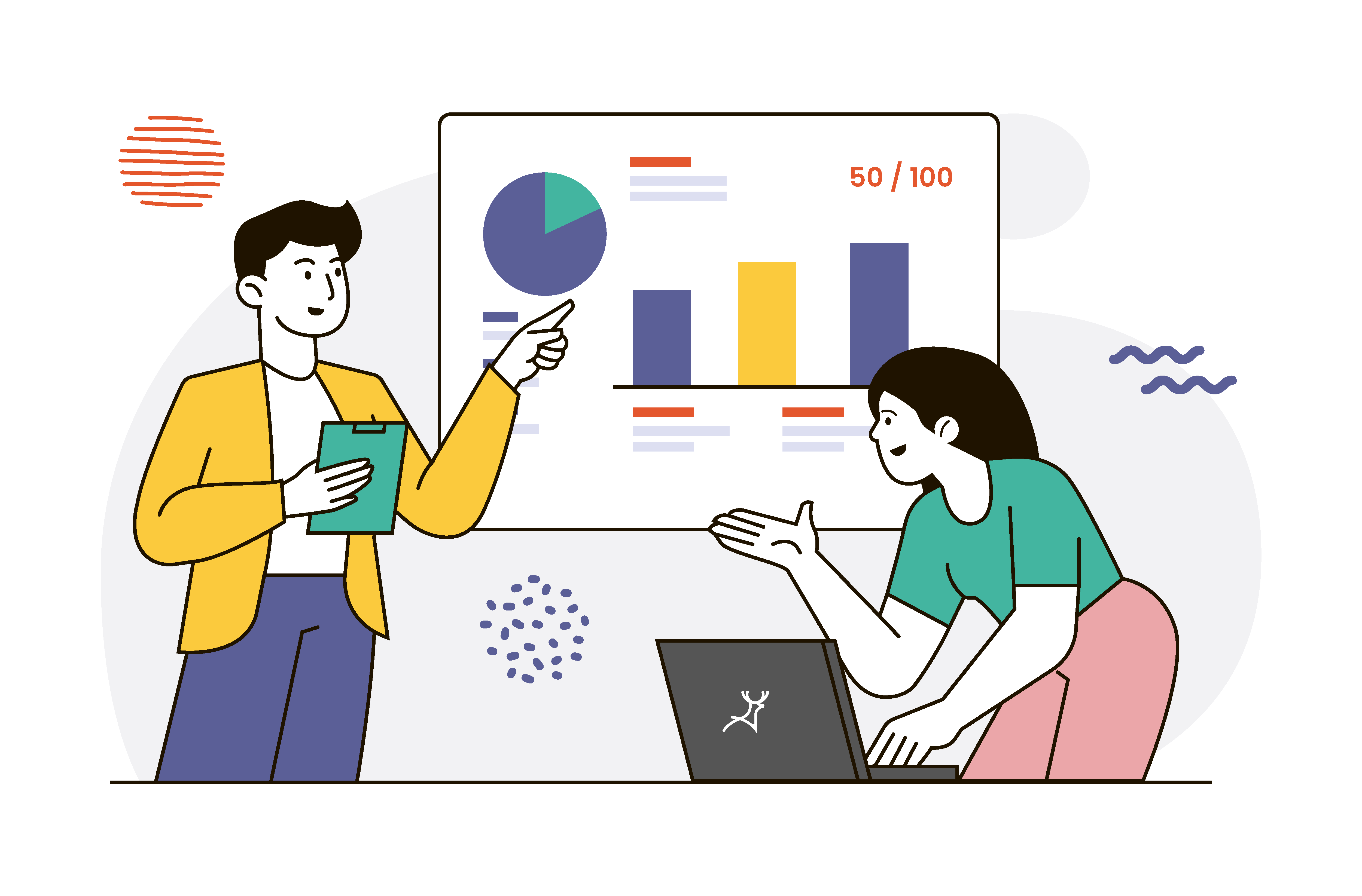 Entrepreneurs looking at charts