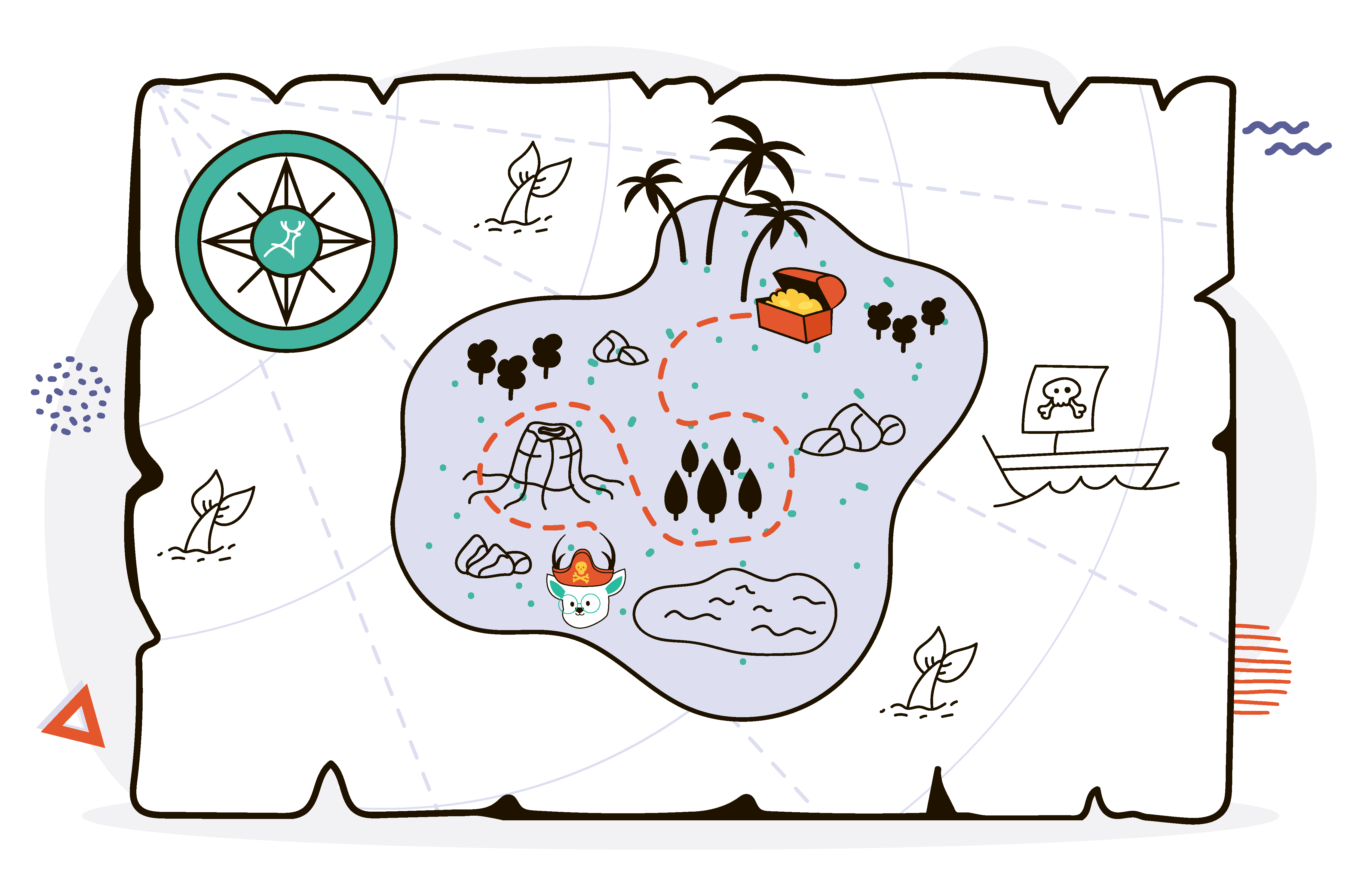 Treasure map pirate cartoon