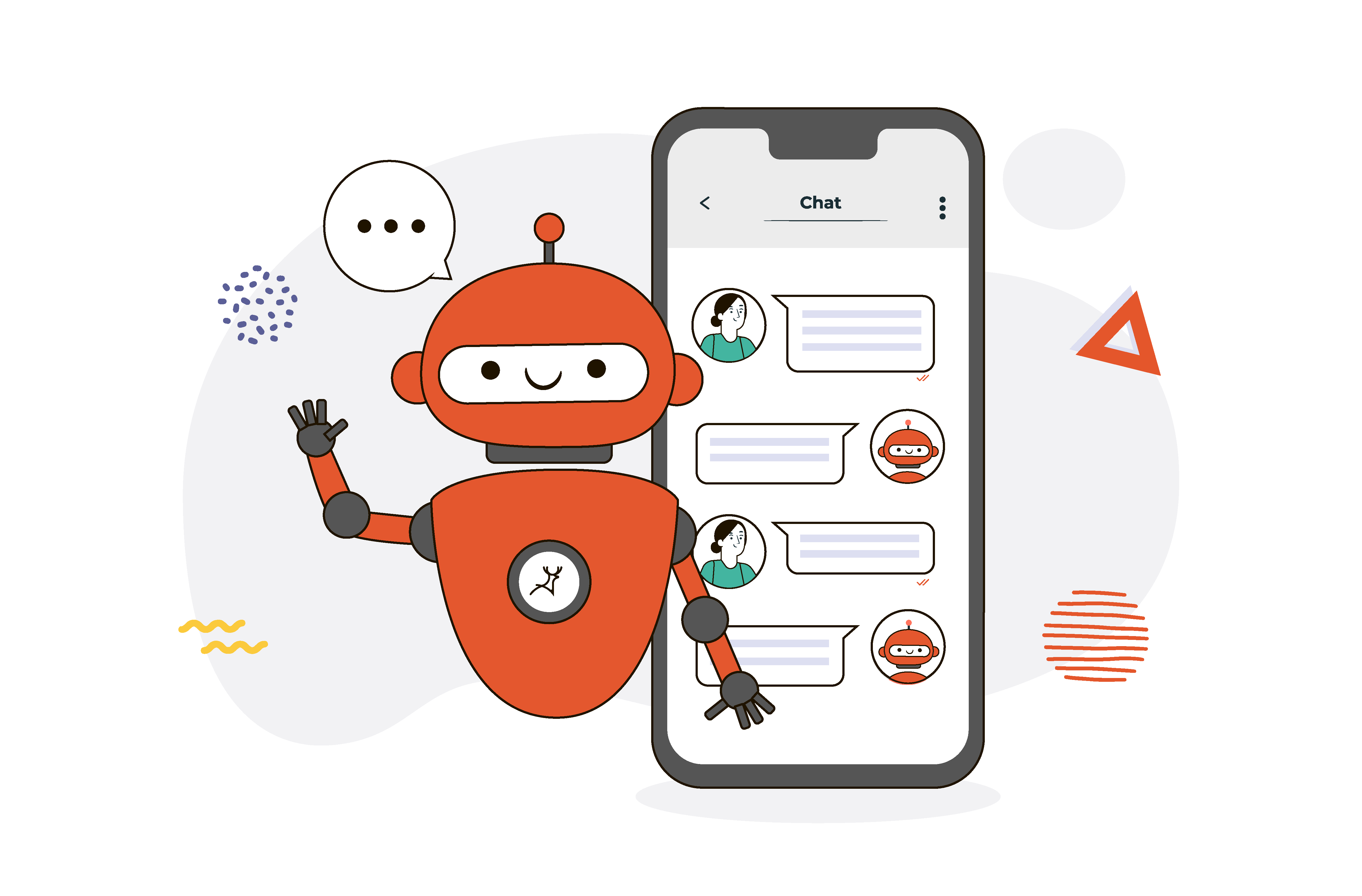 red robot with cellphone cartoon