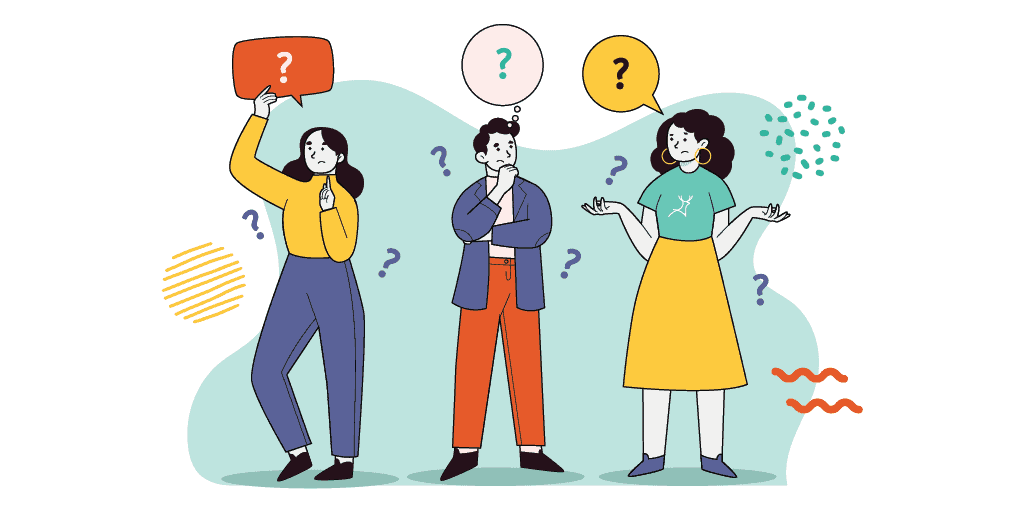 people thinking question mark cartoon