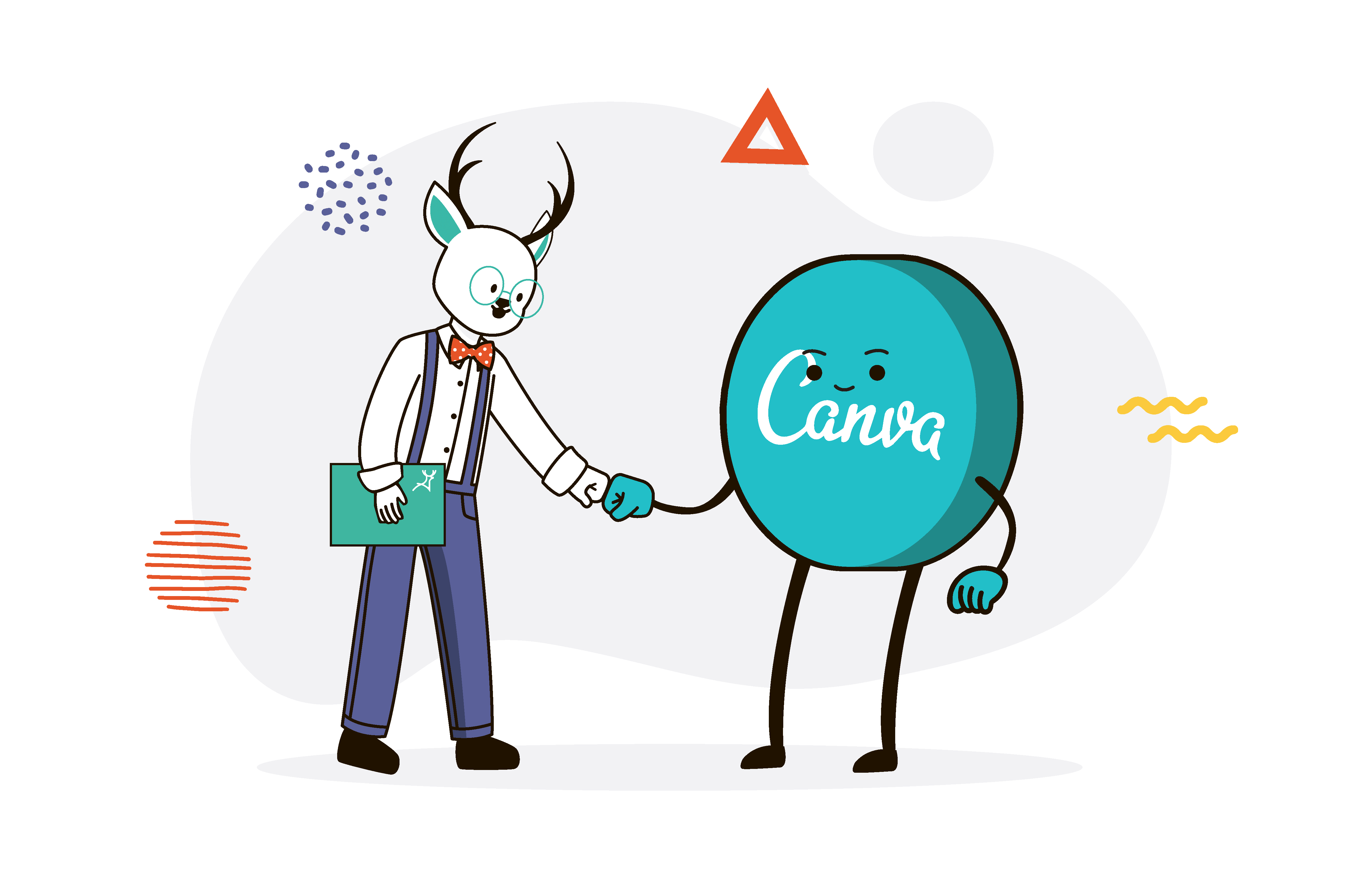 Deer Designer and Canva fist bump teamwork