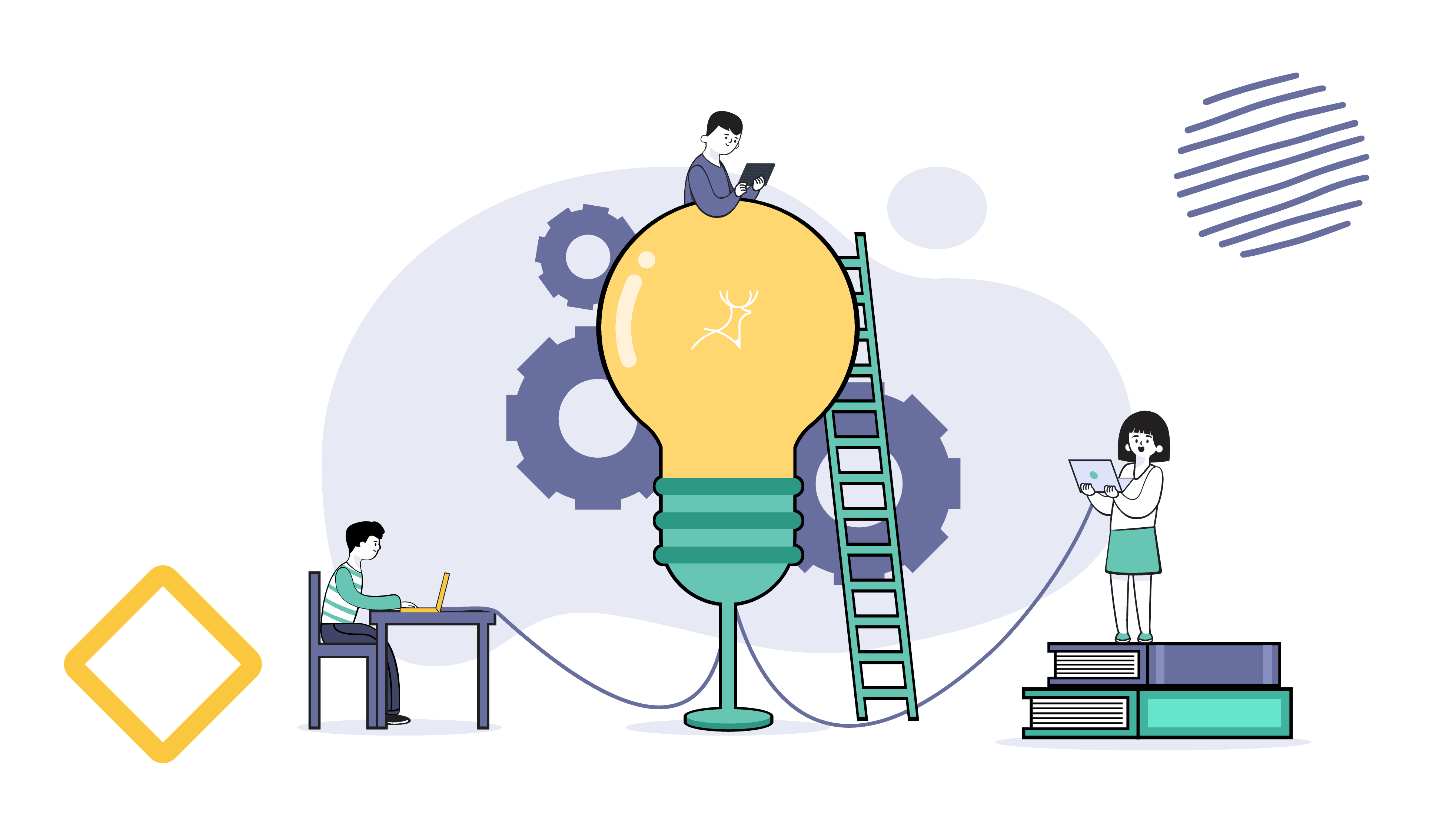 Idea Working Together Cartoon