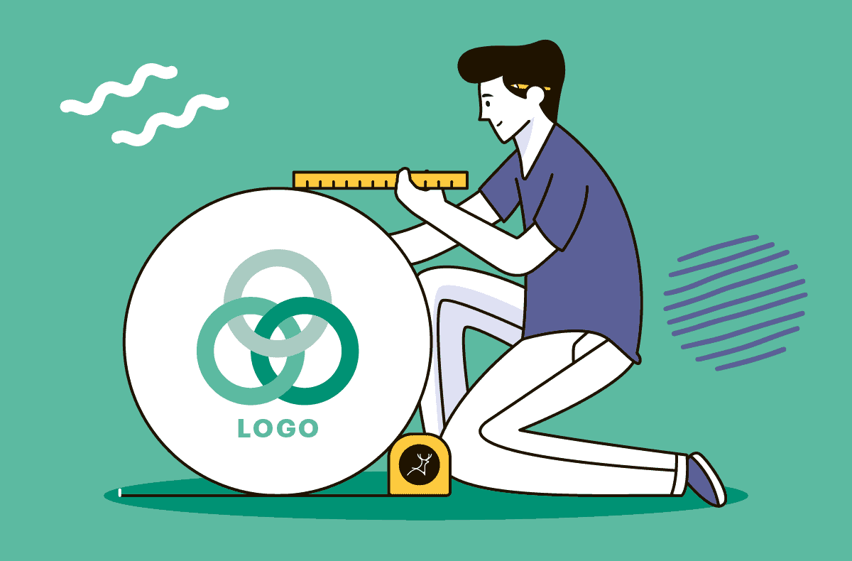 Designer measuring a logo
