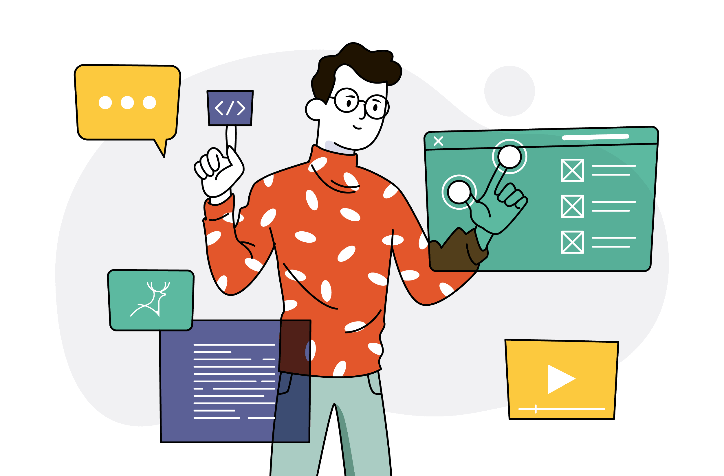 web designer illustration cartoon programmer computer