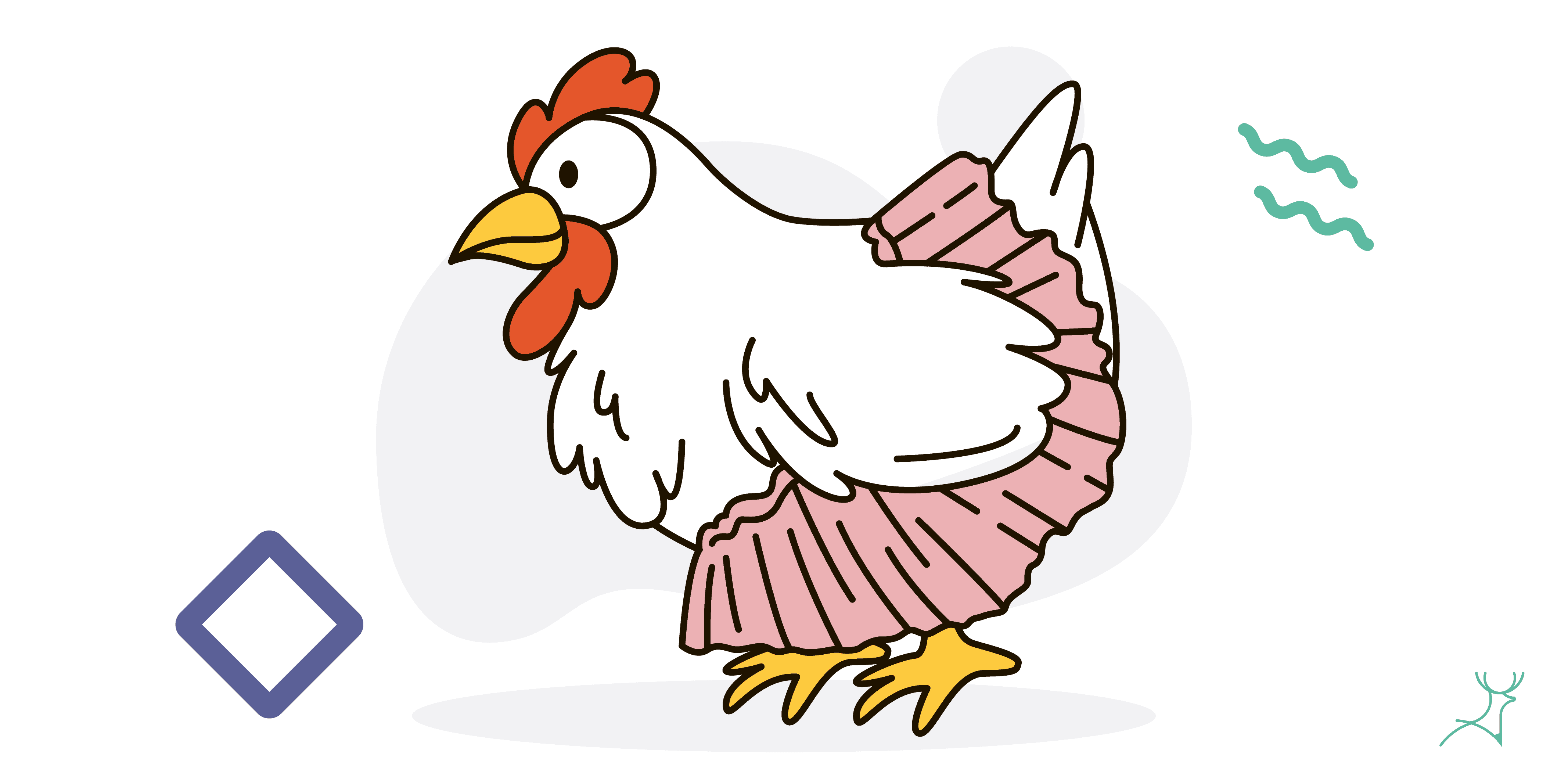 chicken in pink dress