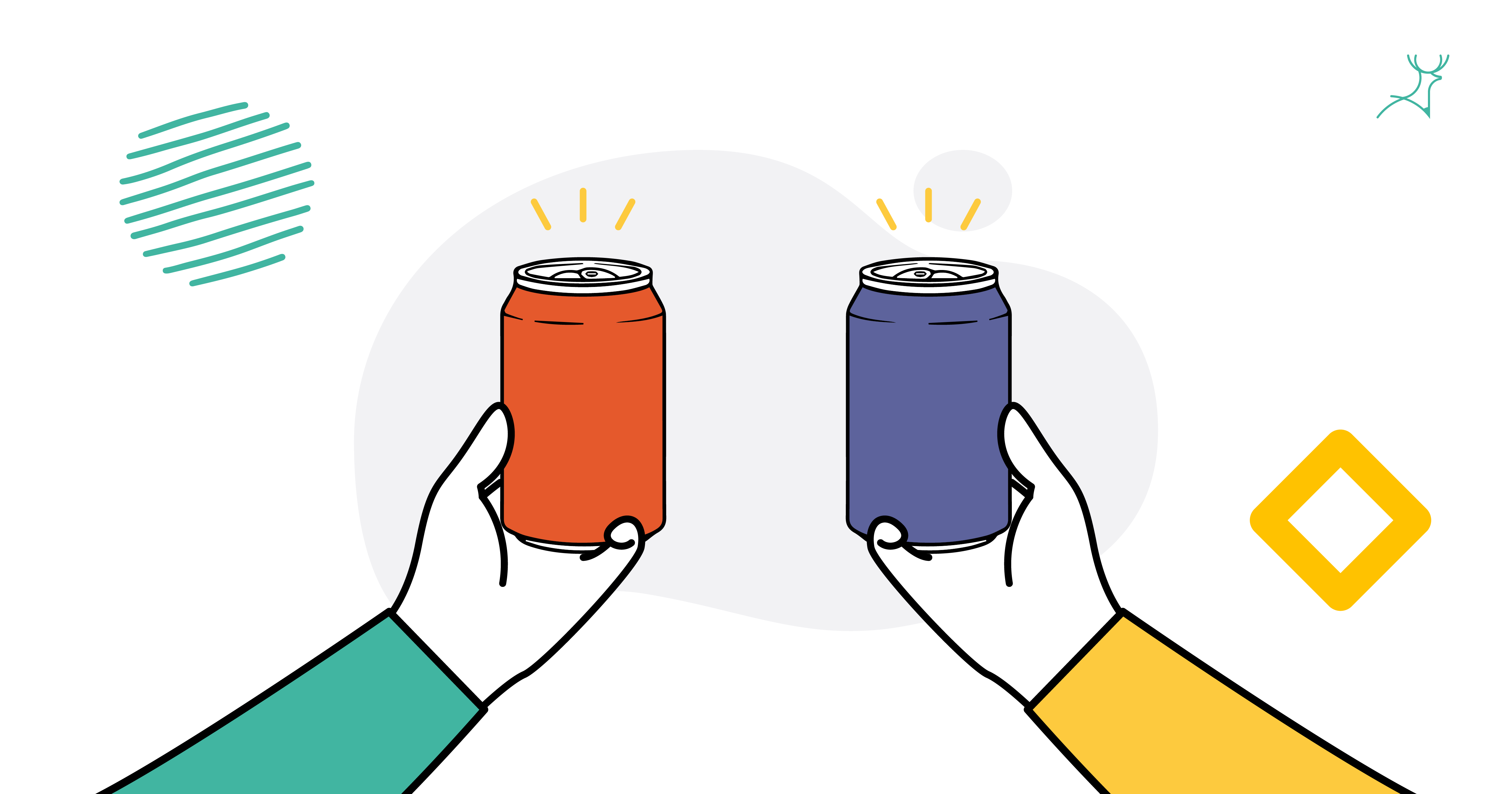 blue or red softdrink can cartoon