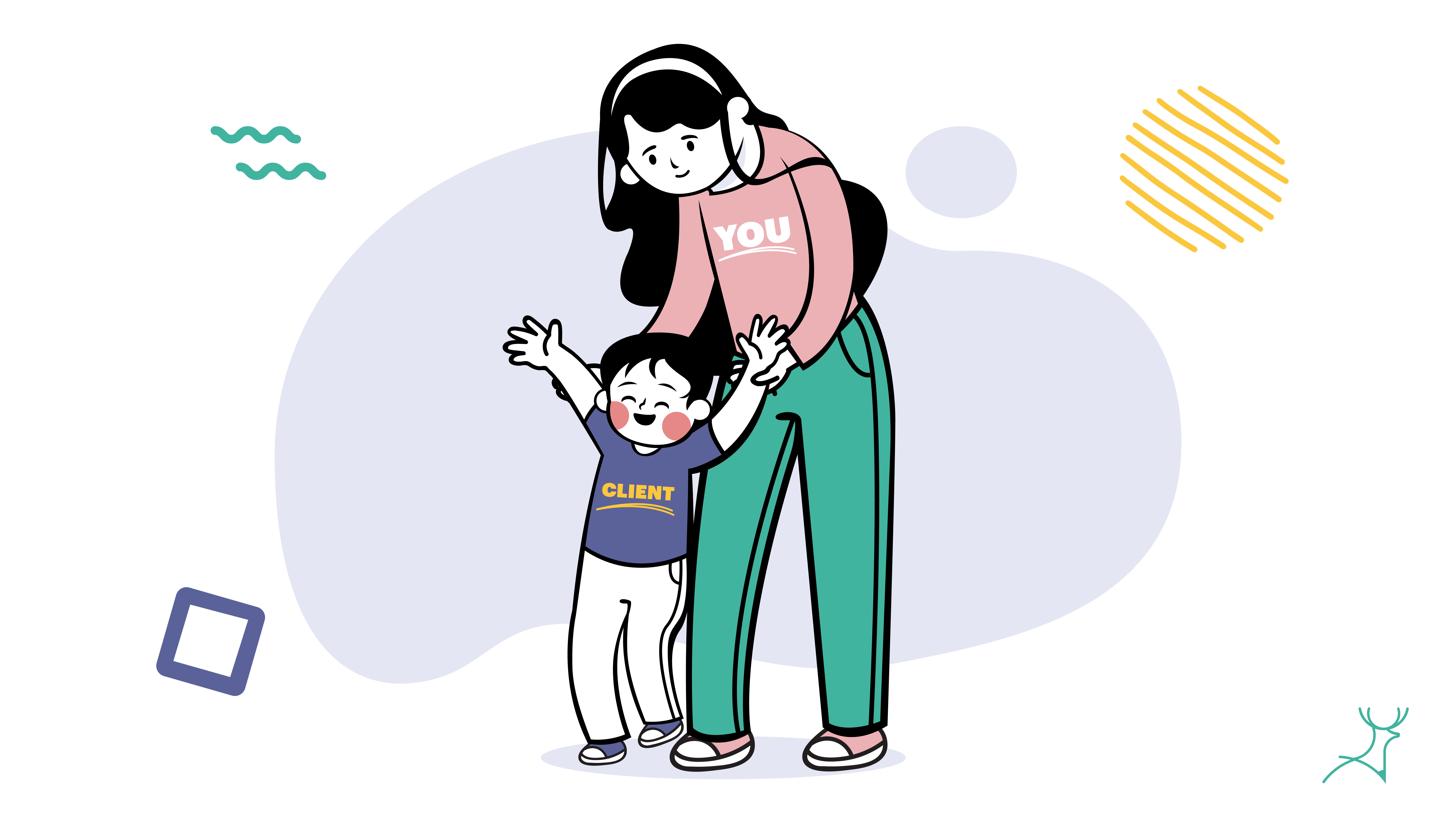 mother teaching baby to walk cartoon