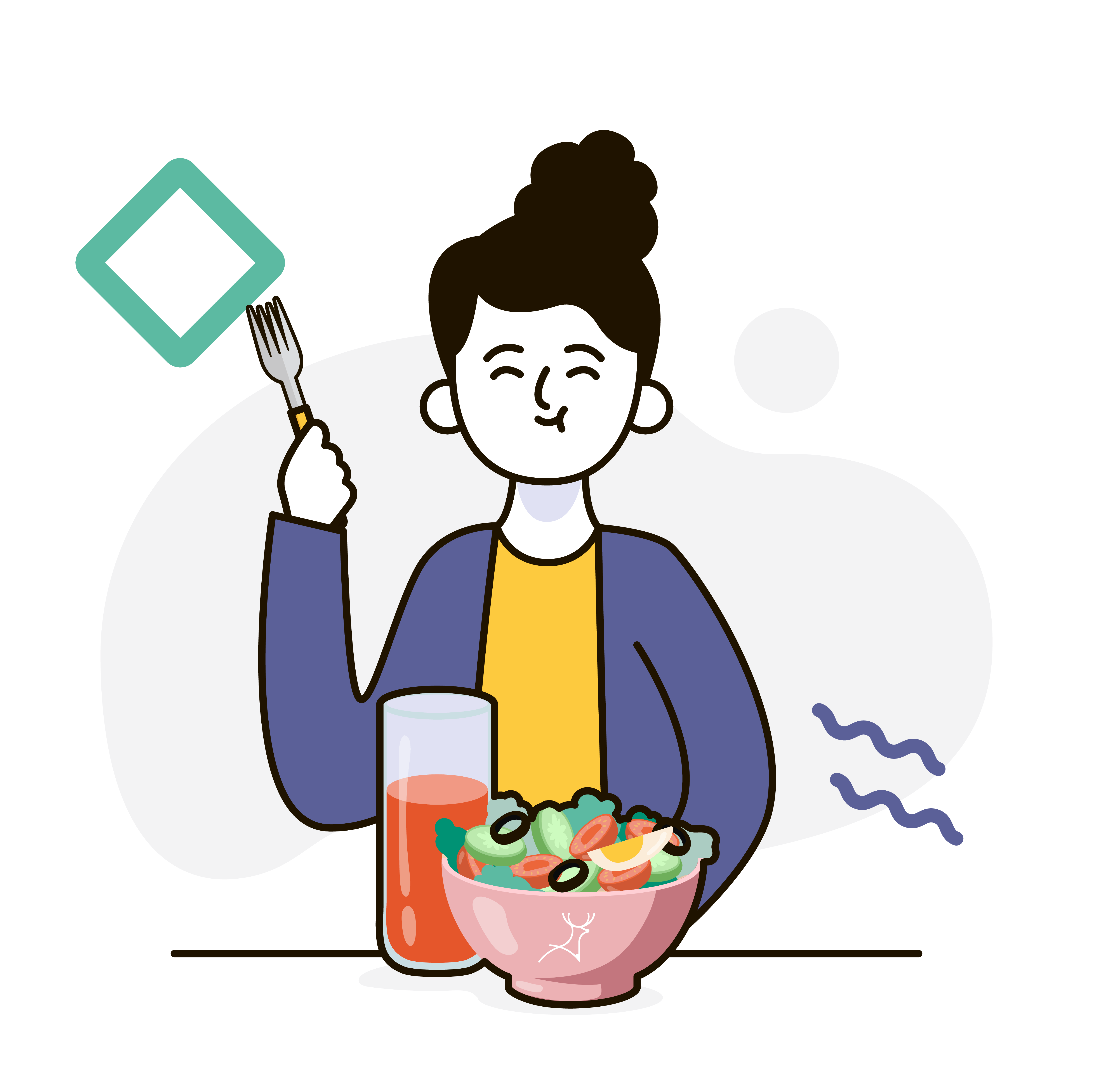 girl eating salad cartoon