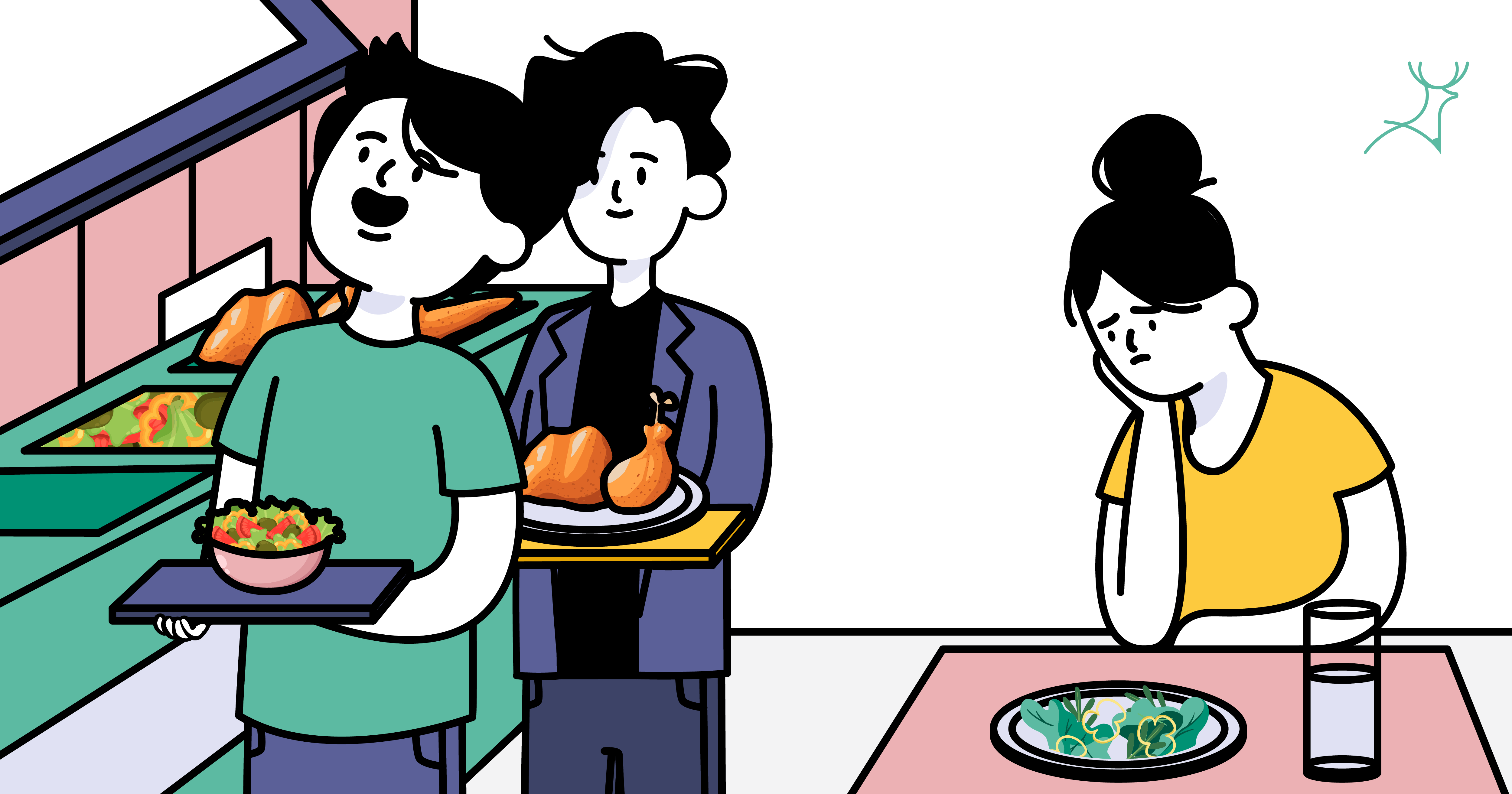 sad buffet customer cartoon