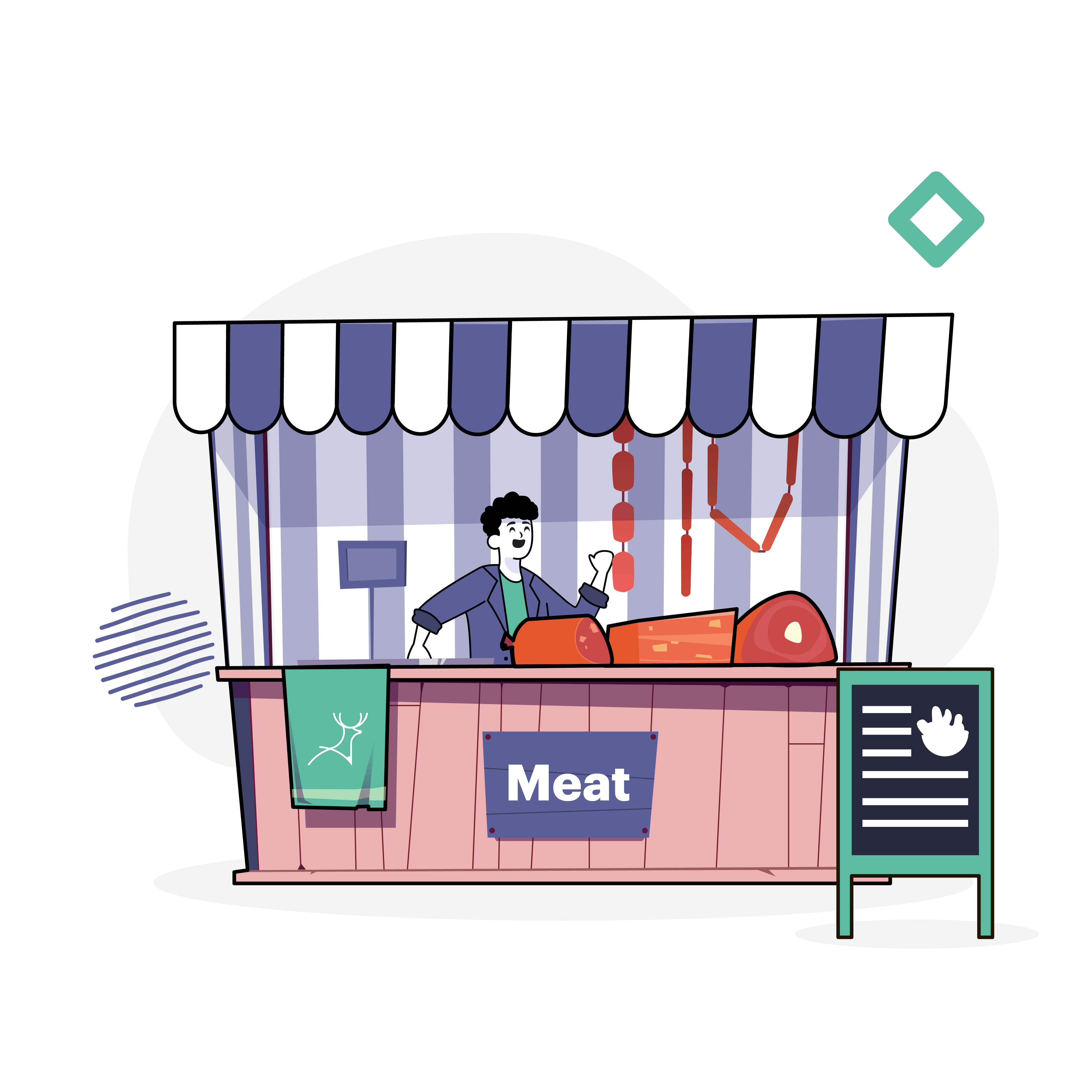 meat shop cartoon