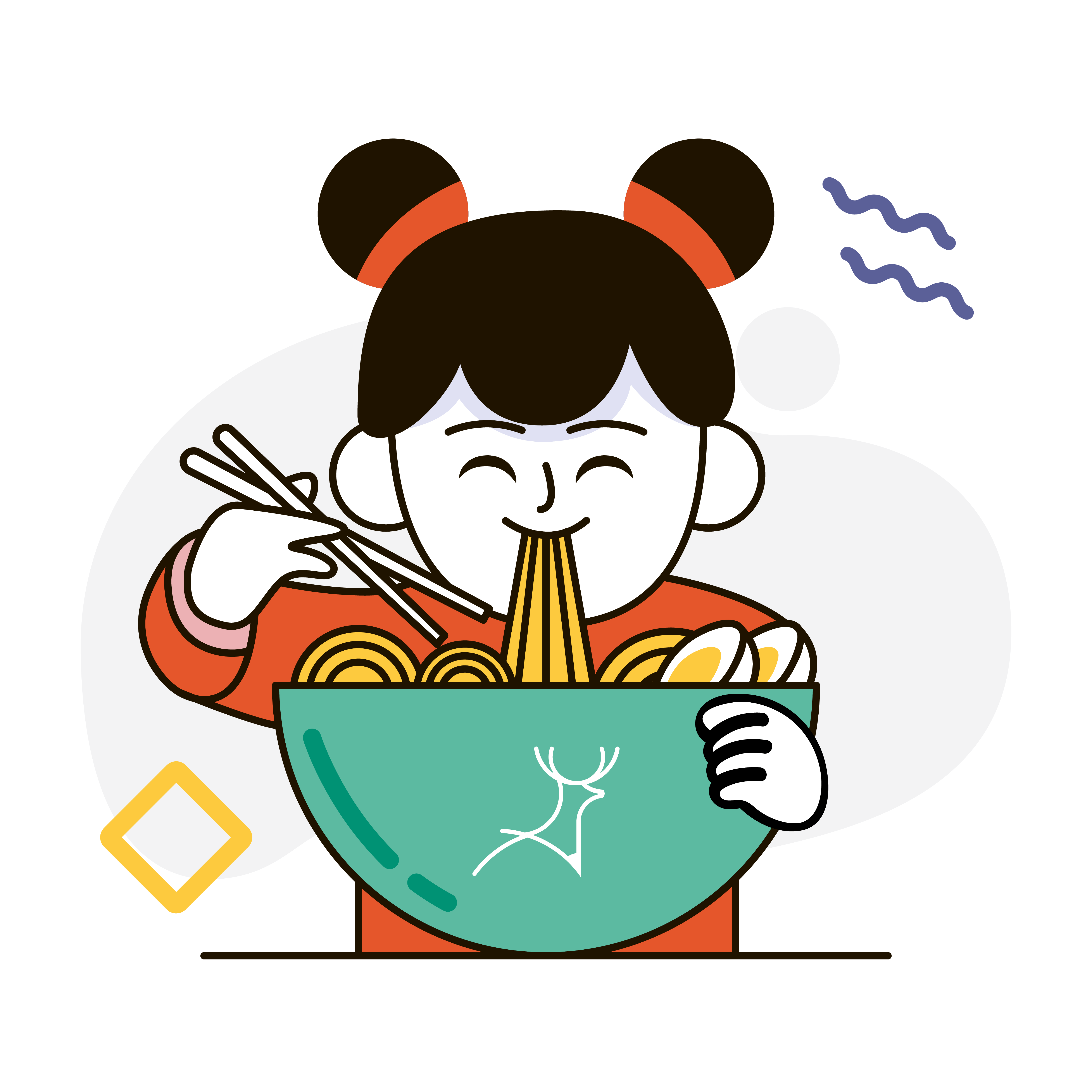 girl eating noodles