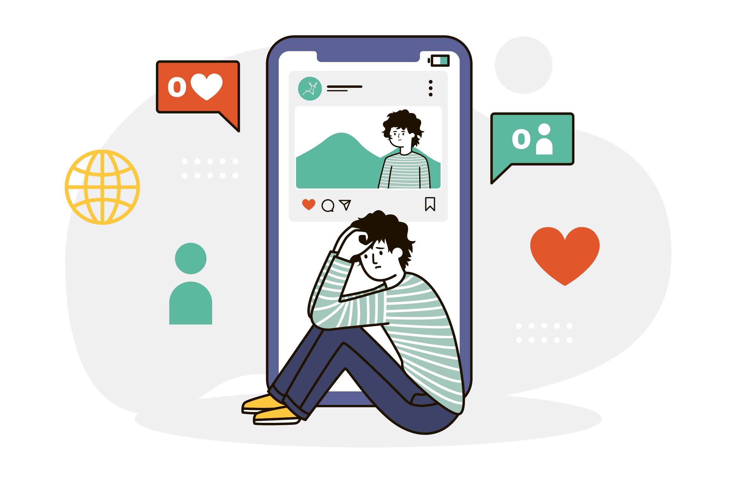 low engagement social media cartoon
