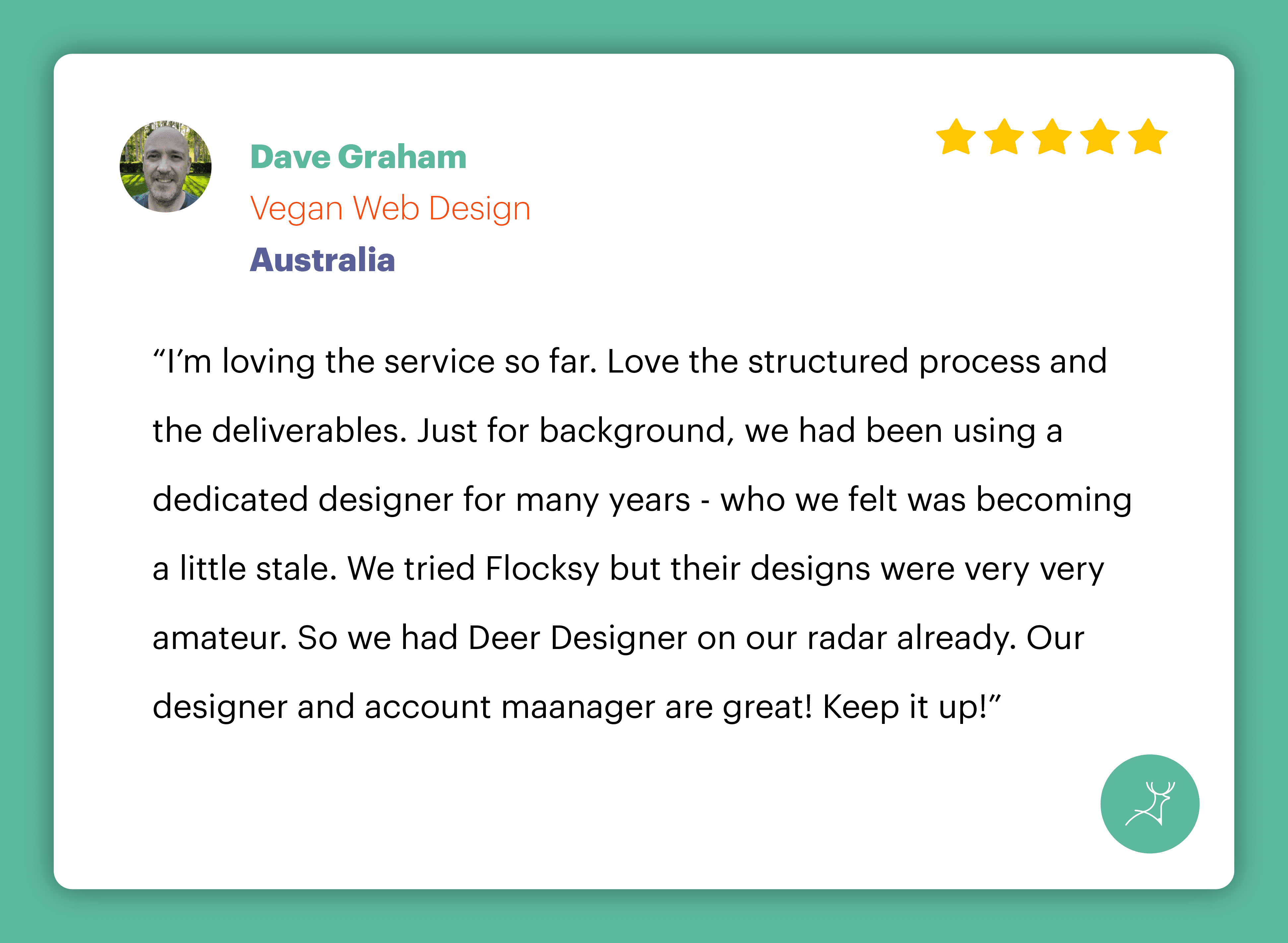 Testimonial - Vegan Web Design