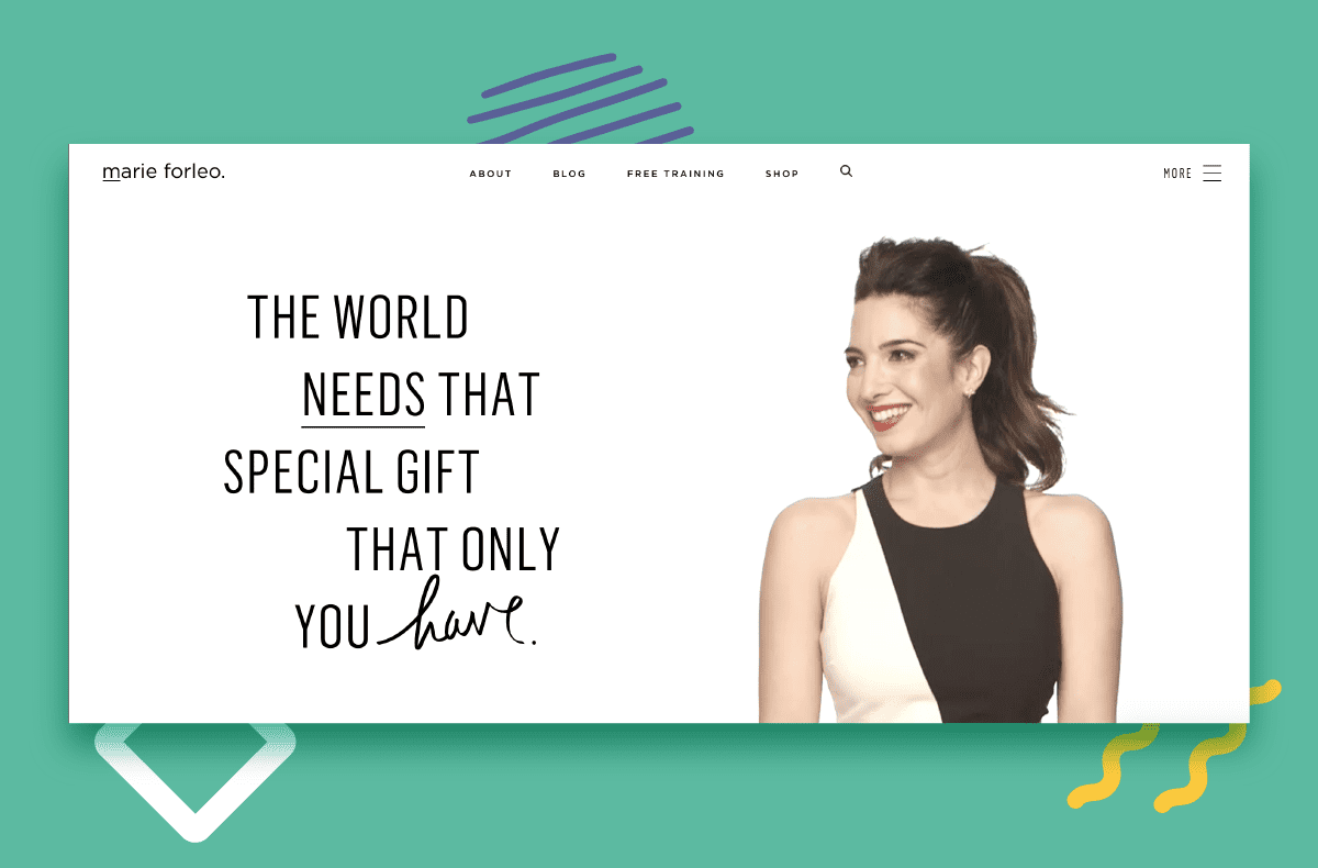 Web design sample - Source Marie Forleo