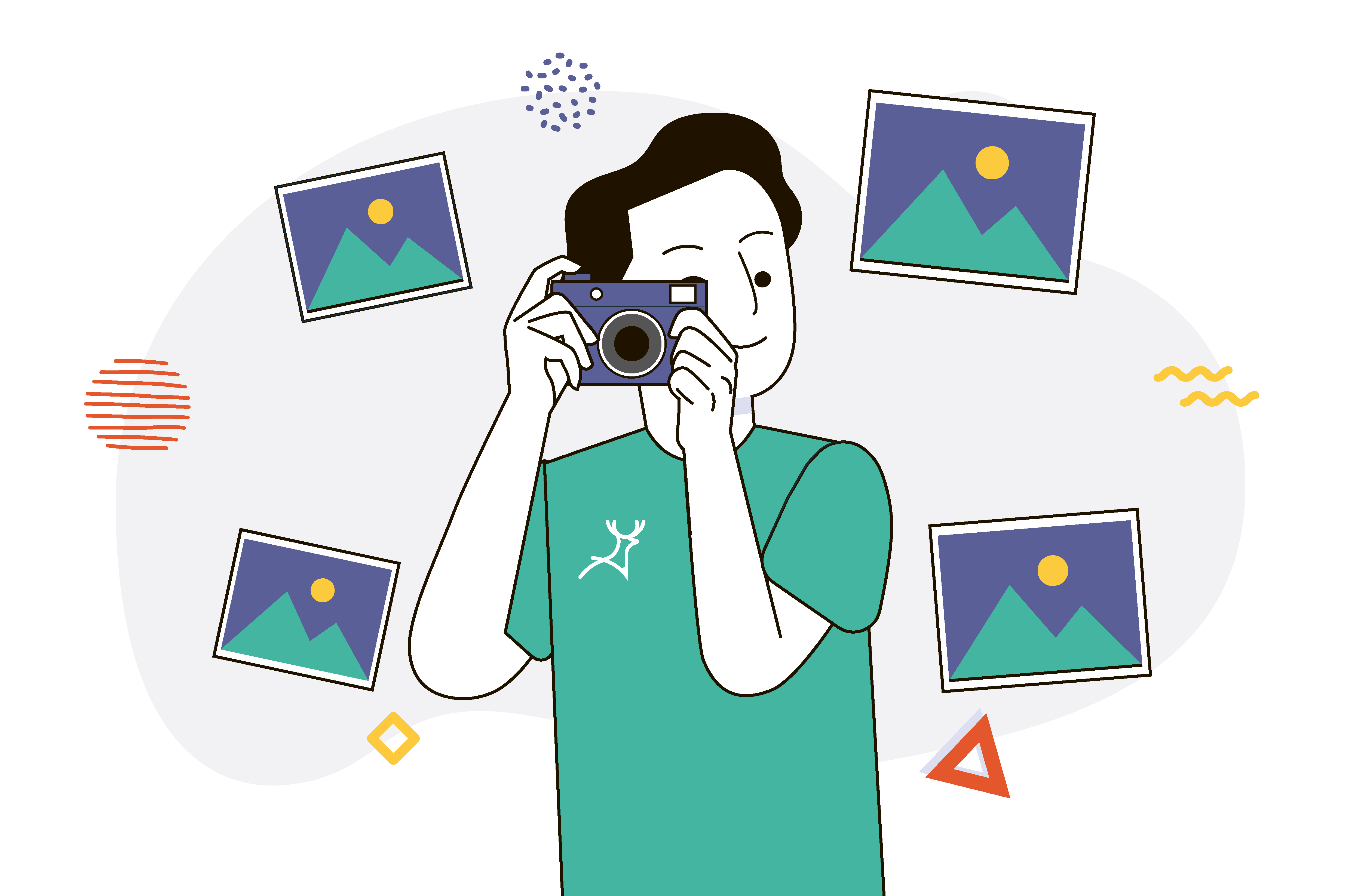 Photographer cartoon holding a camera