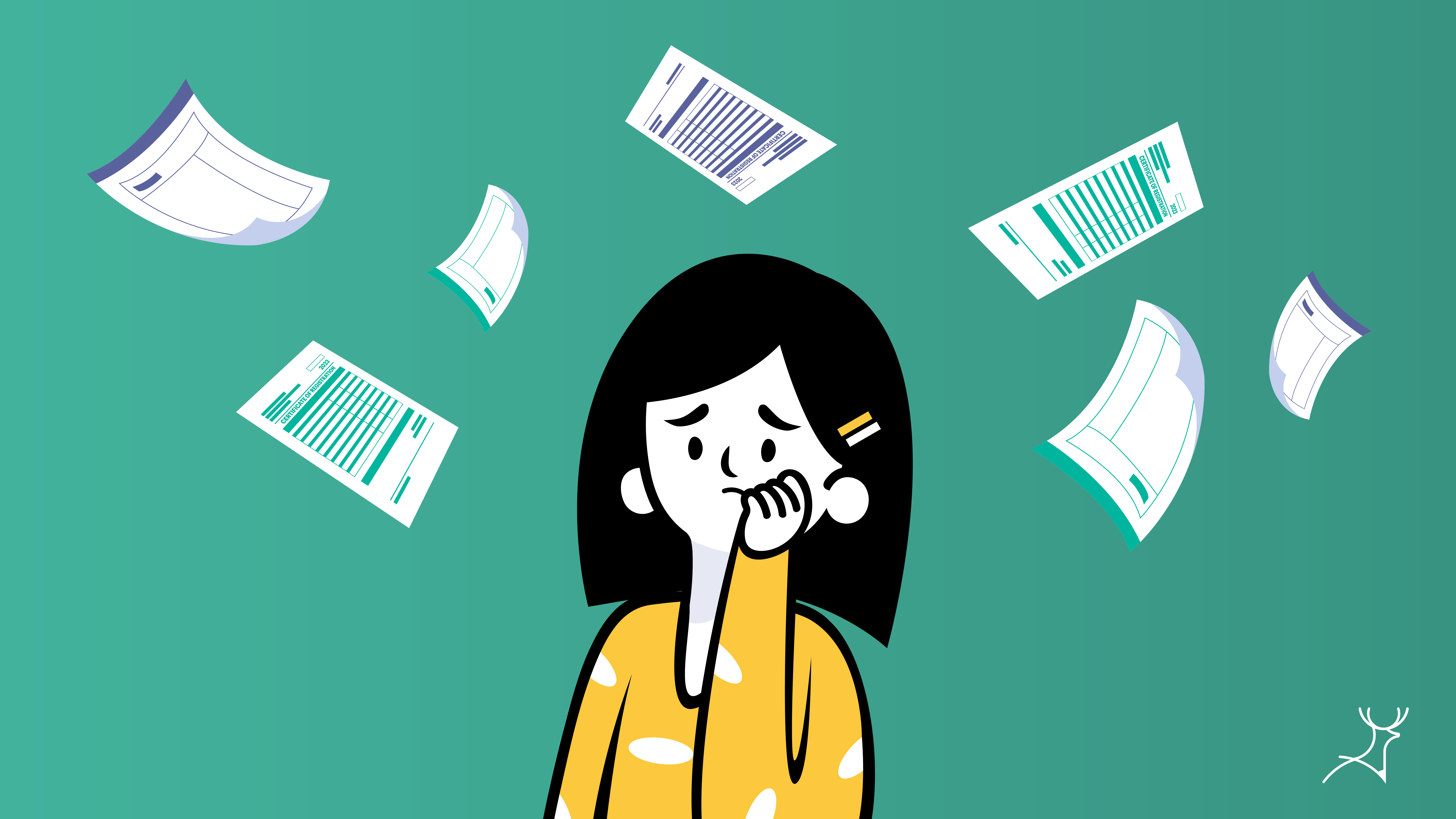 sad cartoon paperwork