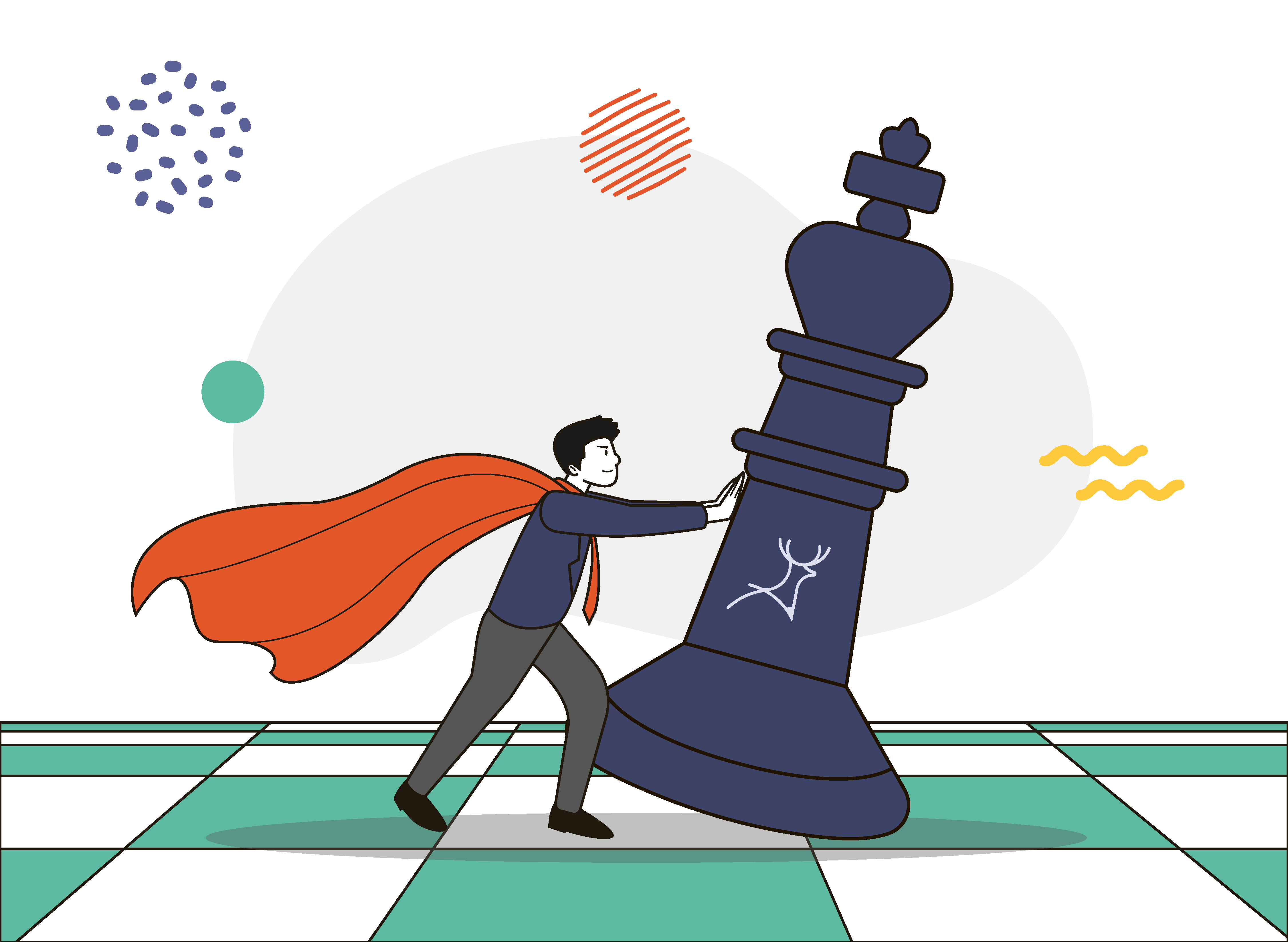business owner pushing chess piece representing strategy