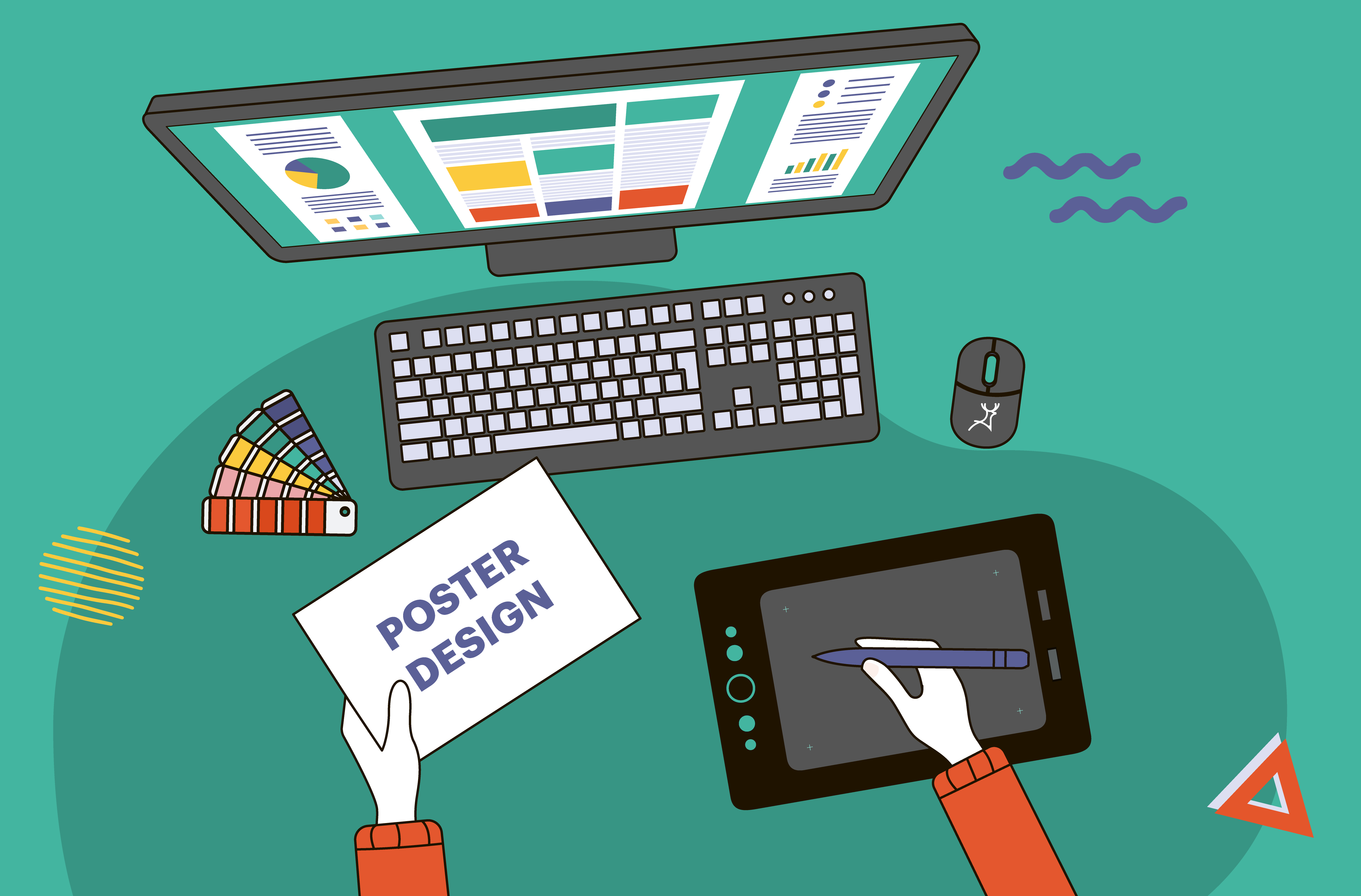 designer desk flatlay poster design