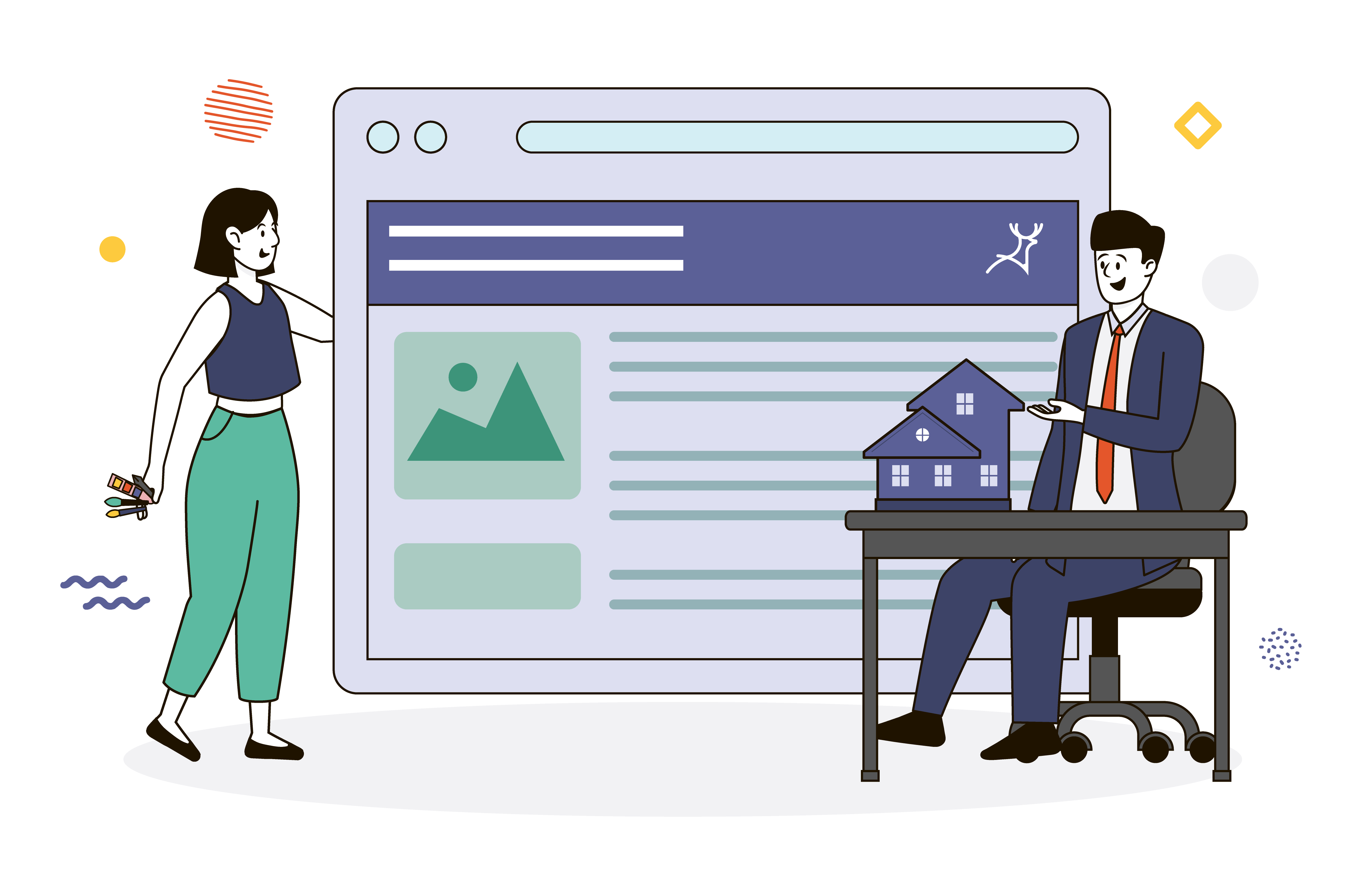 designer showing web design to client