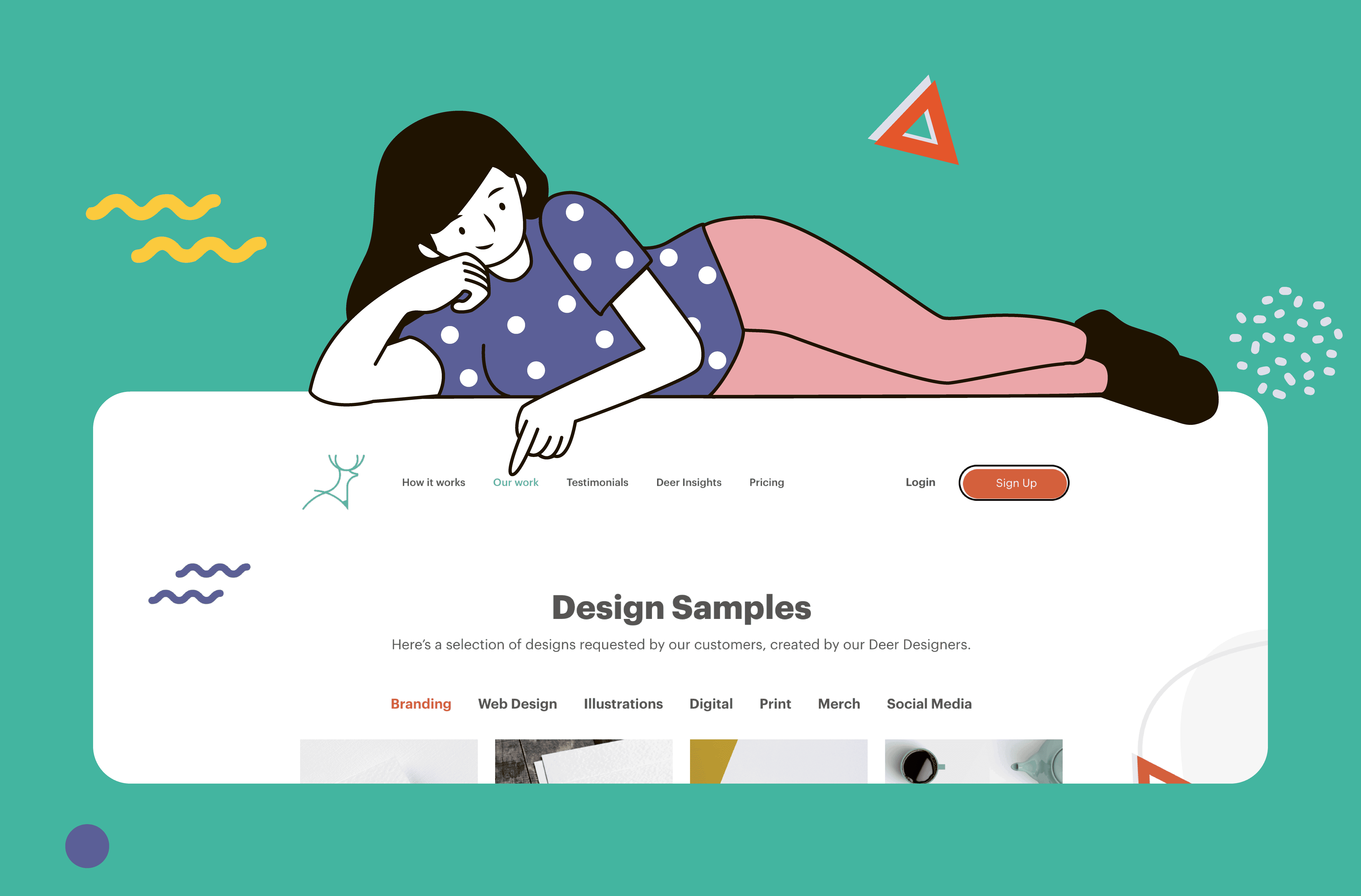 girl cartoon pointing at website navigation