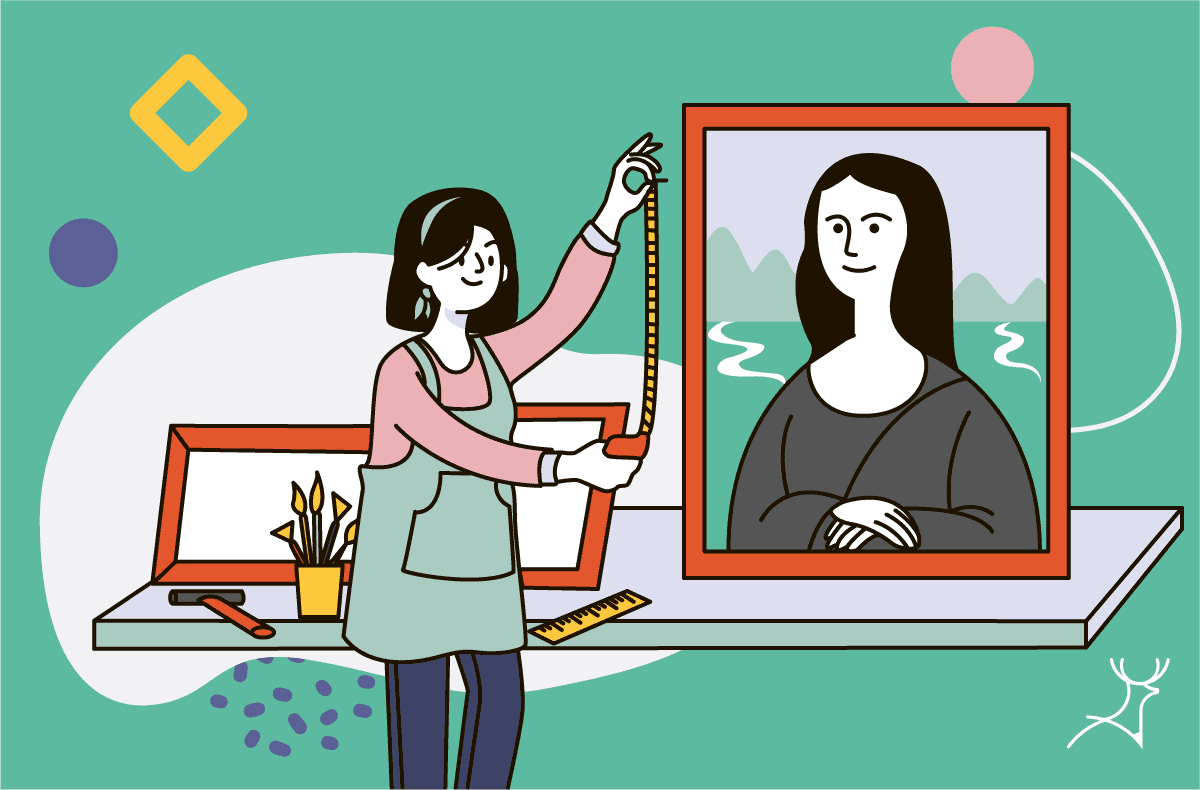 girl measuring mona lisa