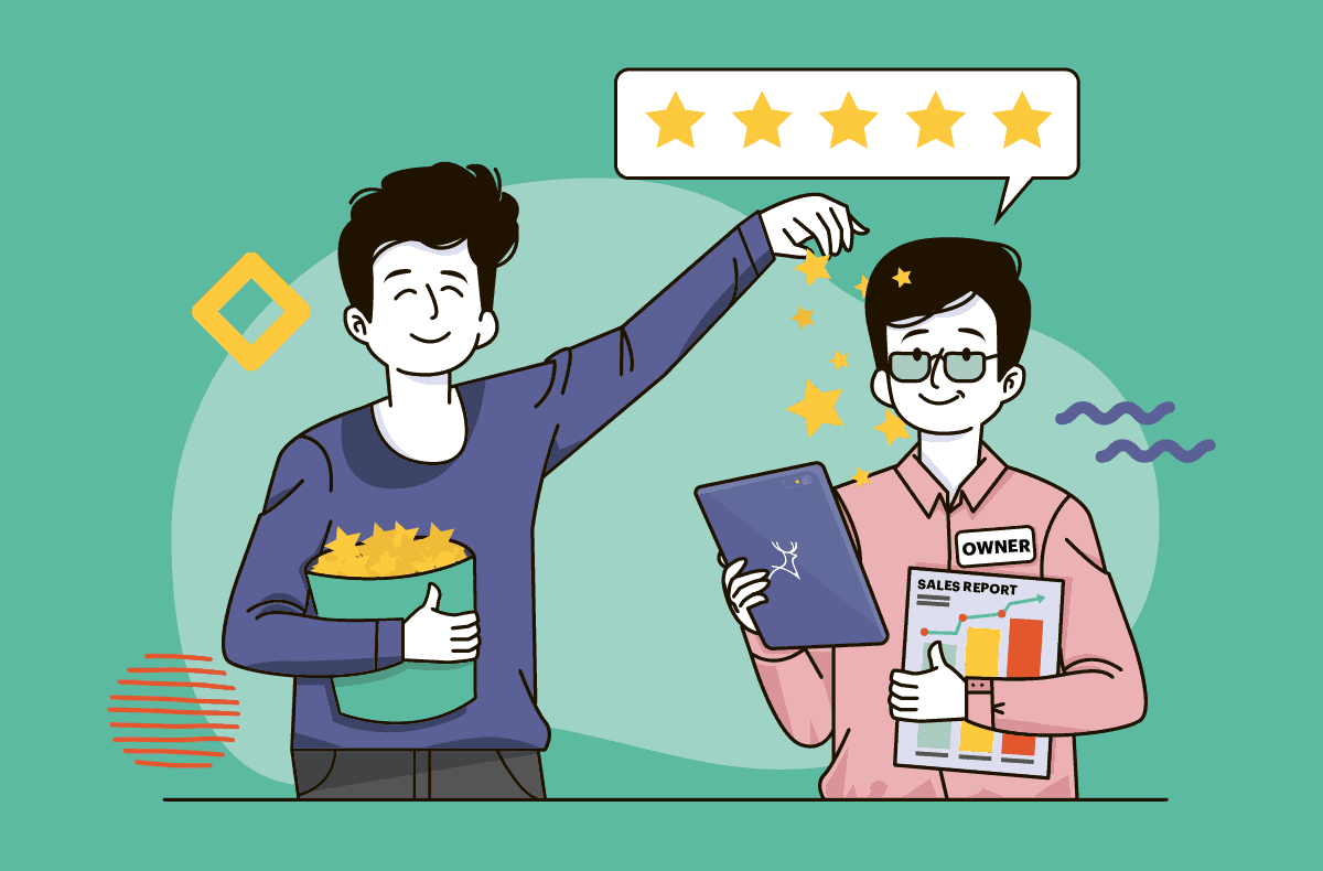 giving good feedback 5 stars cartoon
