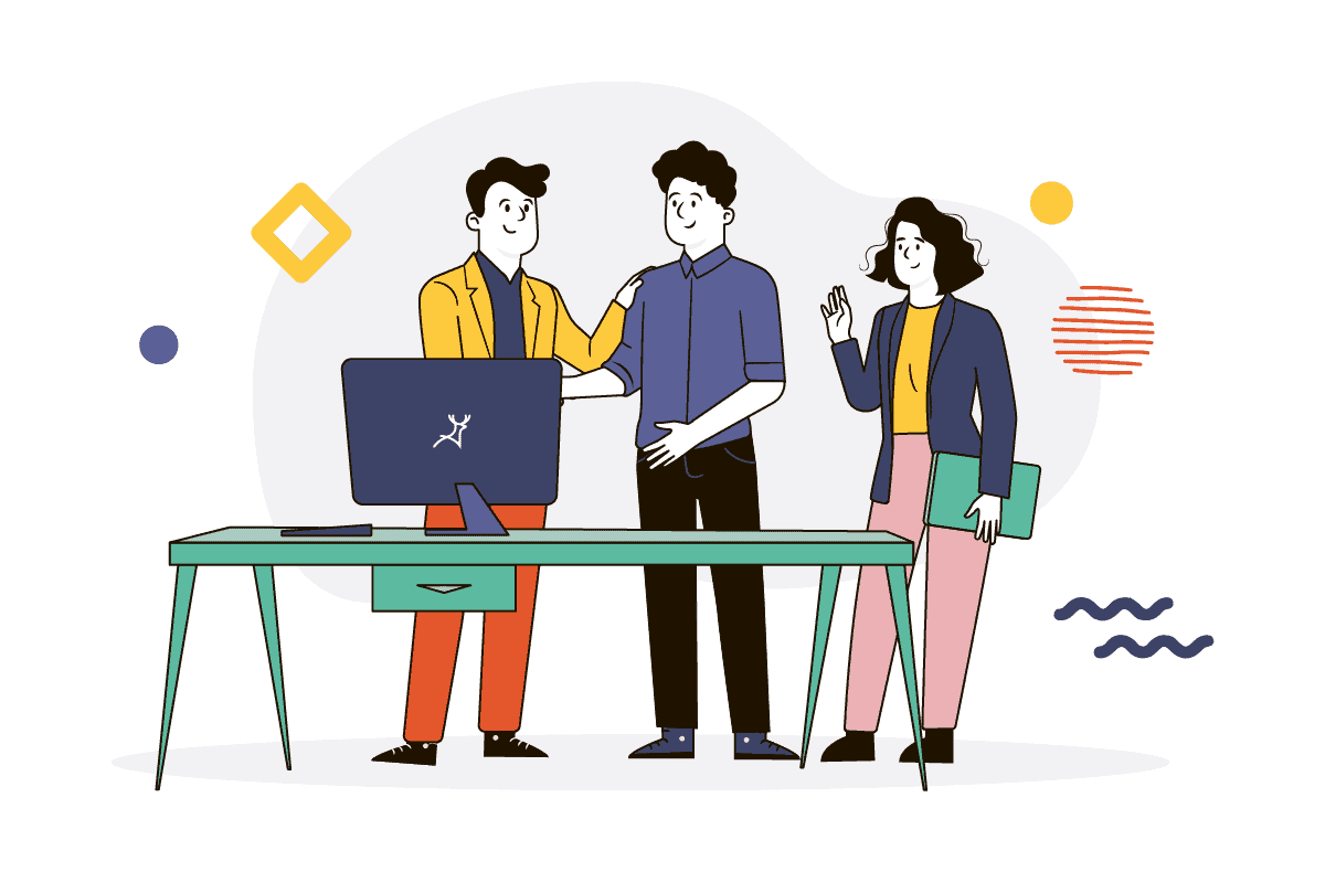 lean team of 3 people at work