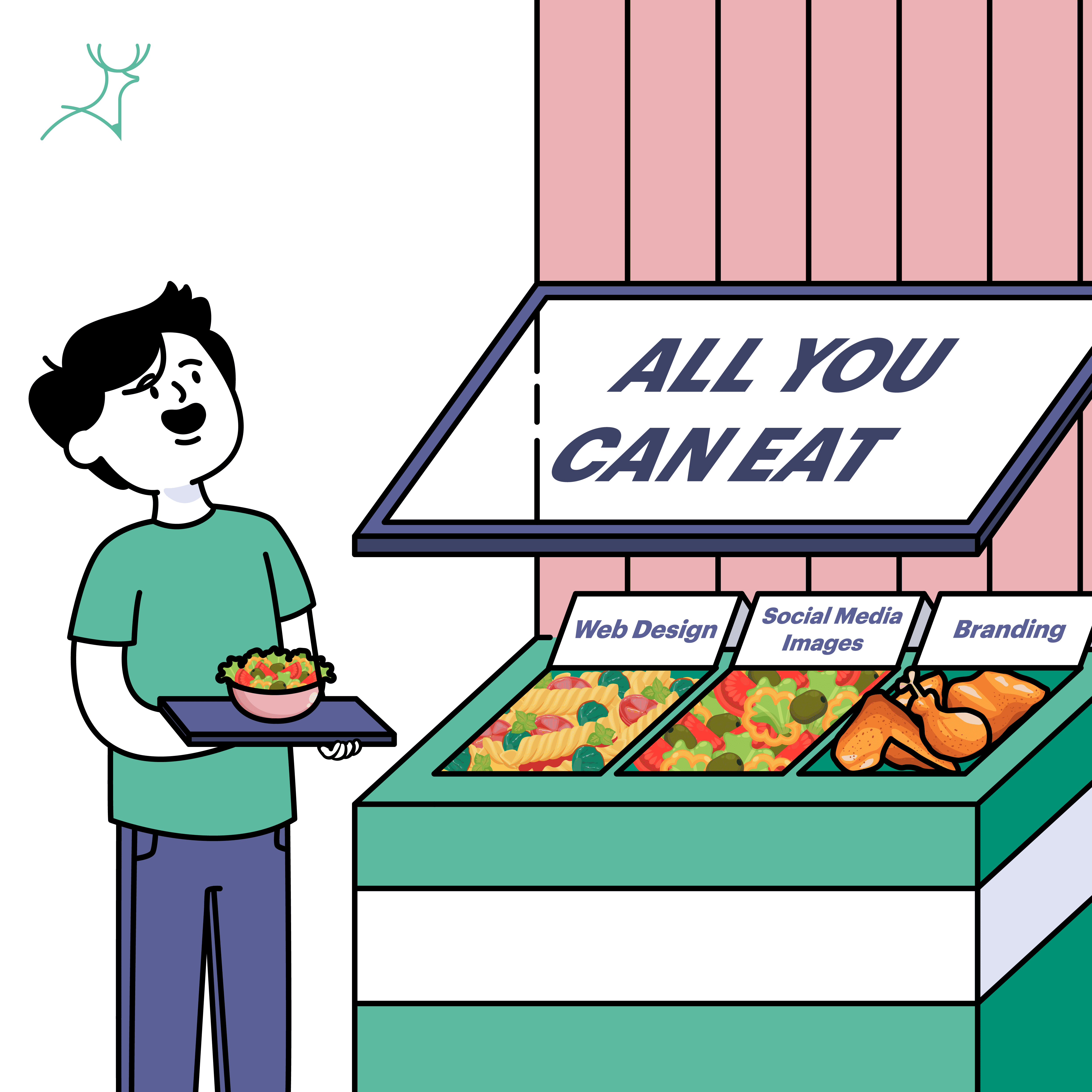 man lining up in a buffet restaurant