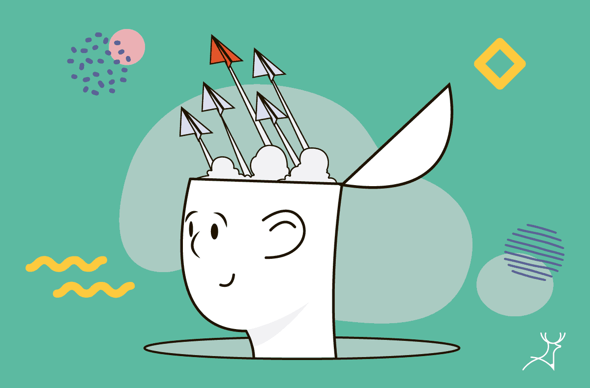 ideas flying out of head cartoon