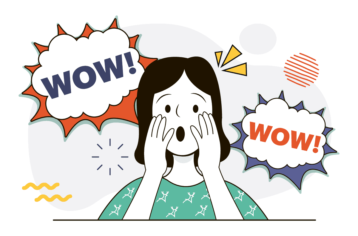 surprised girl saying wow cartoon