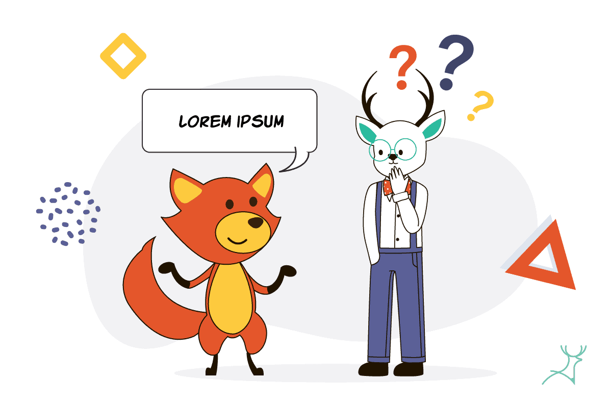 fox talking to deer cartoon about lorem ipsum