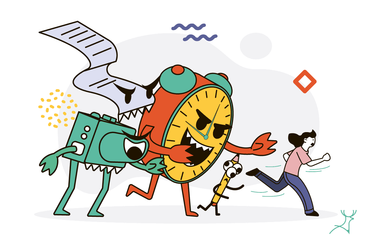 monsters chasing a girl cartoon