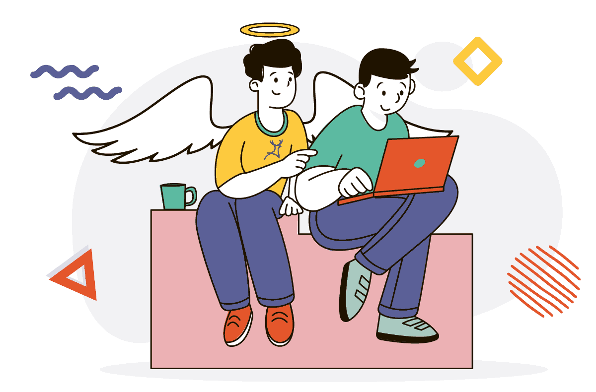 designer angel guiding client