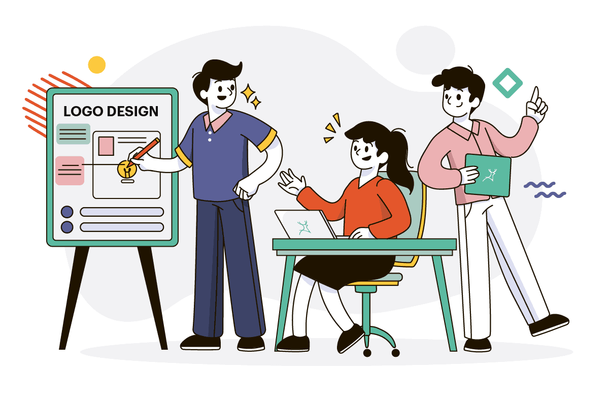 designer and business brainstorming about logo design