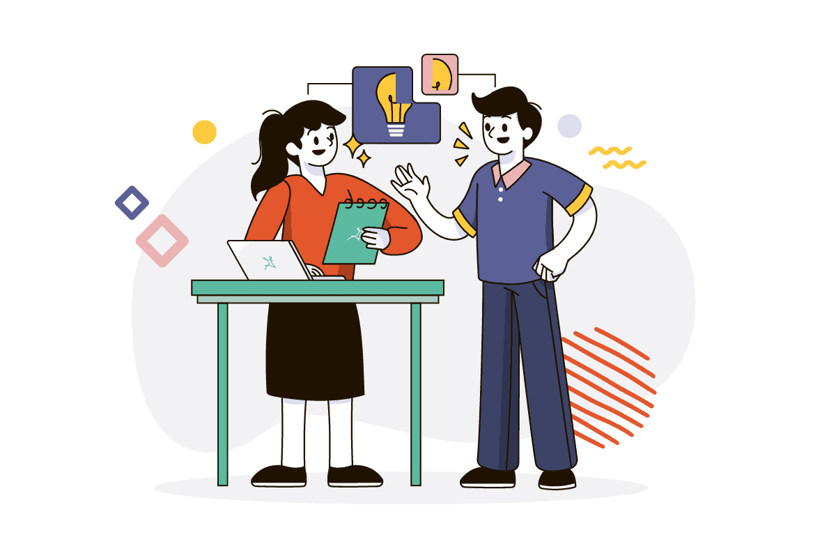 designer and business owner thinking and collaborating ideas together