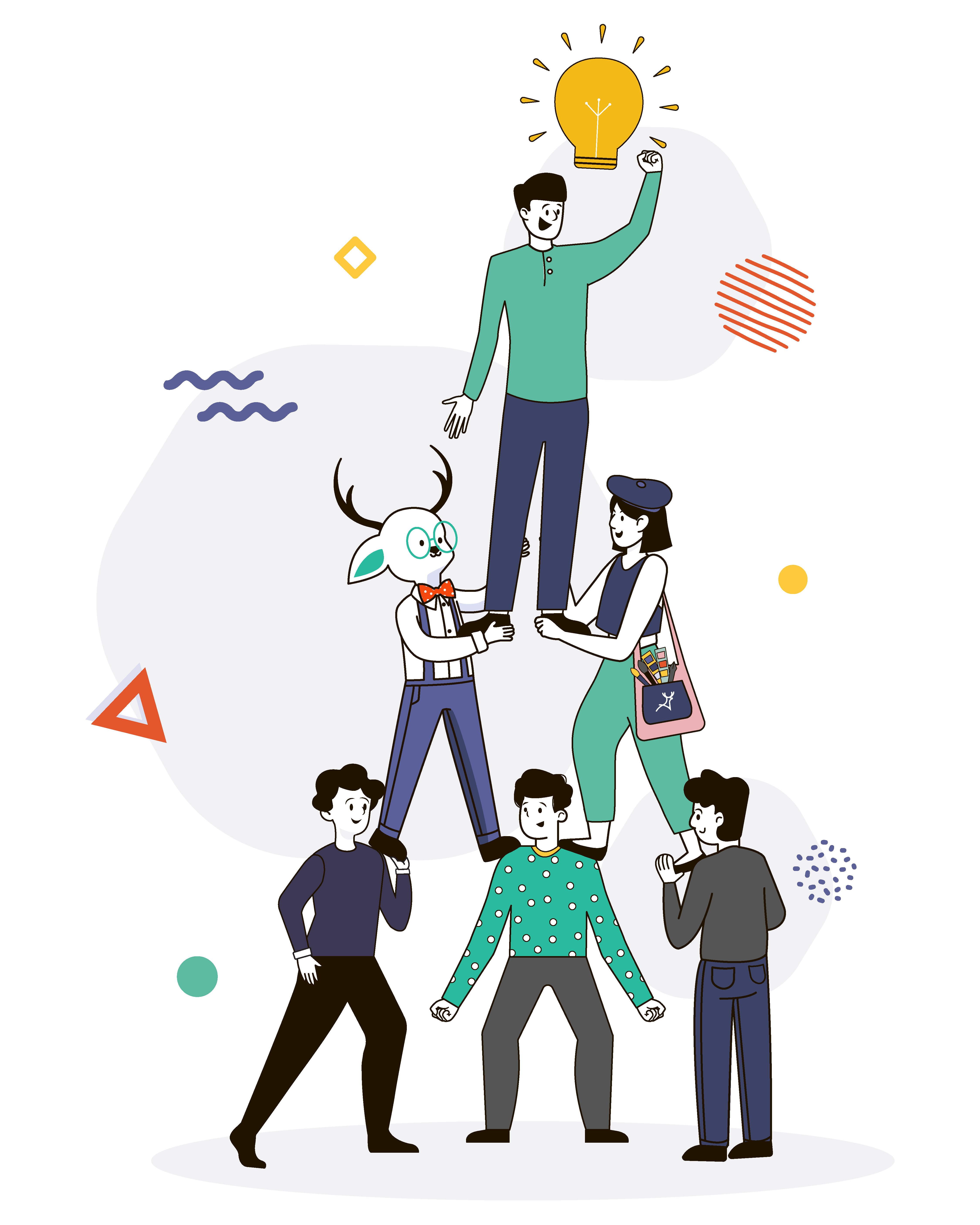 human pyramid team work casual clothes
