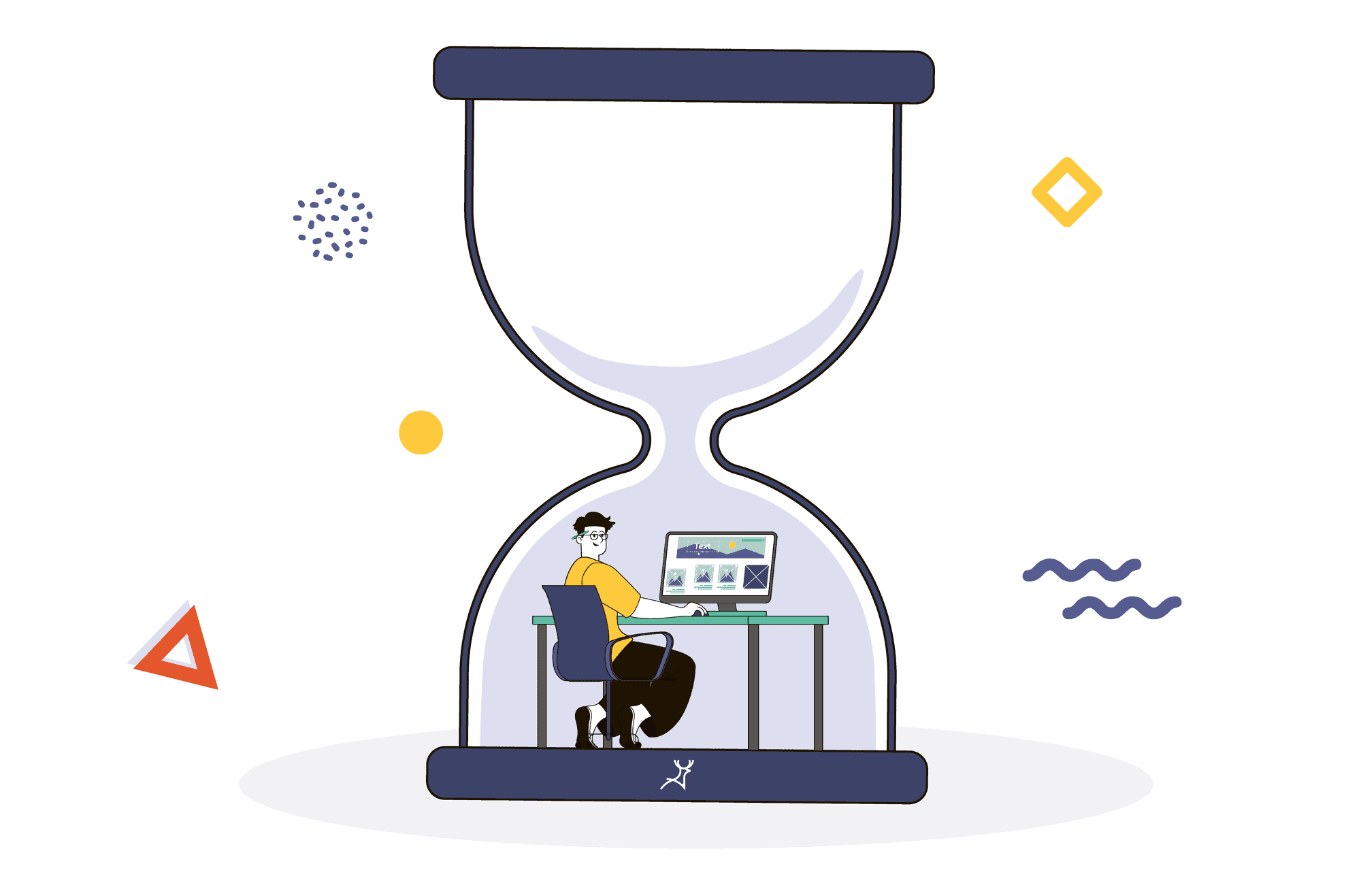 Designer inside an hourglass