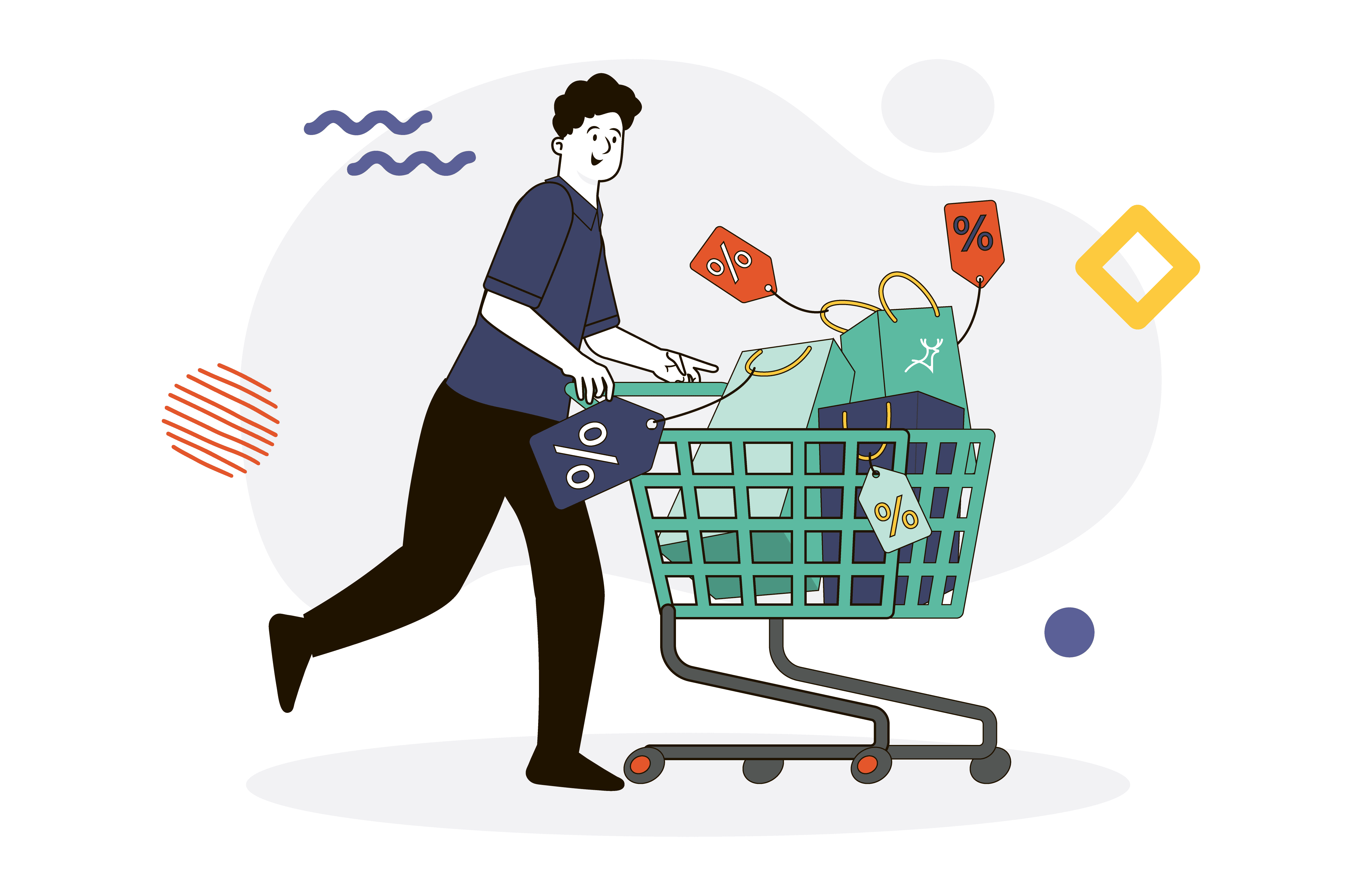 Customer shopping shopping cart sales