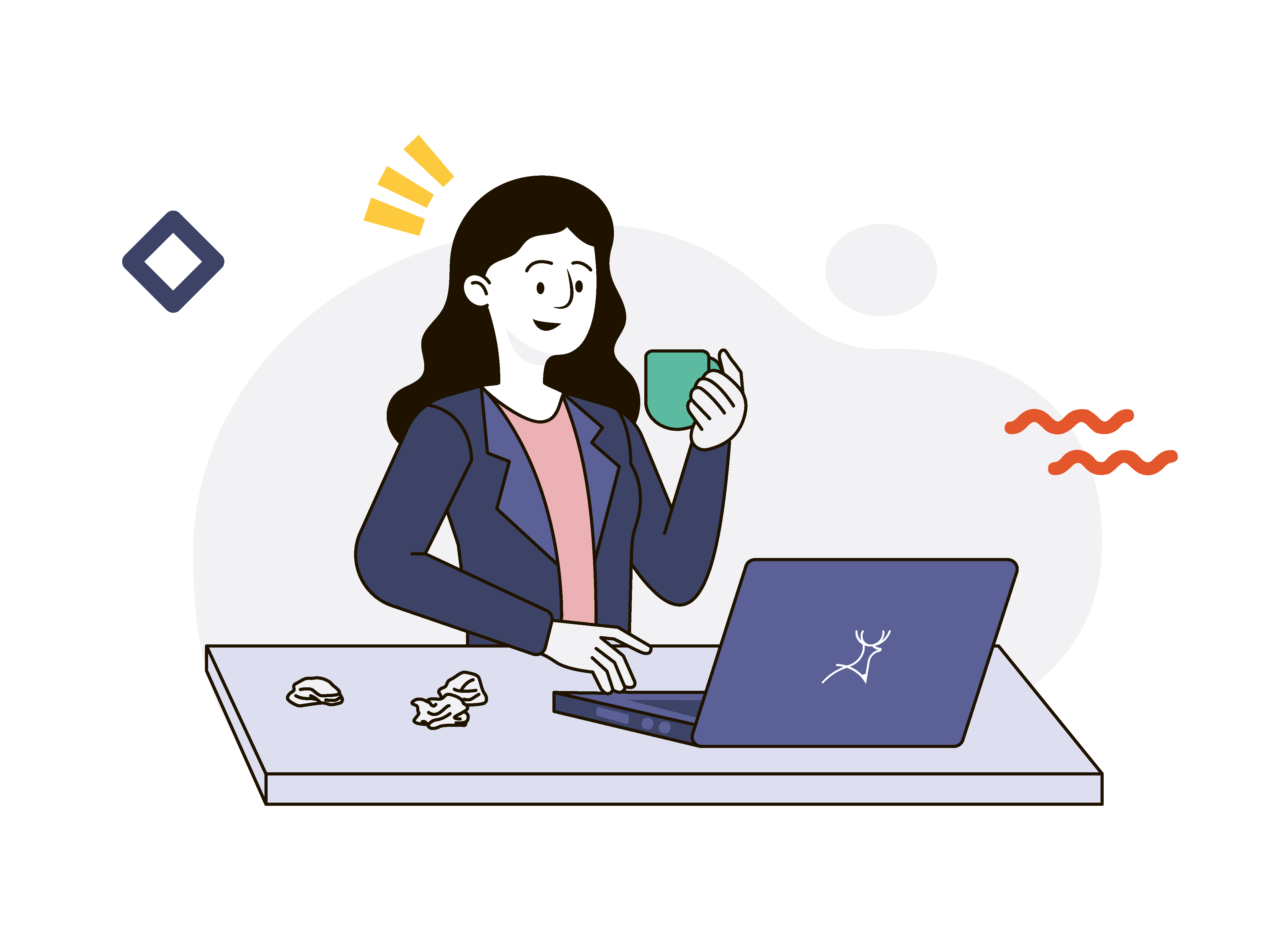 #mktng320 - business owner with laptop and coffee